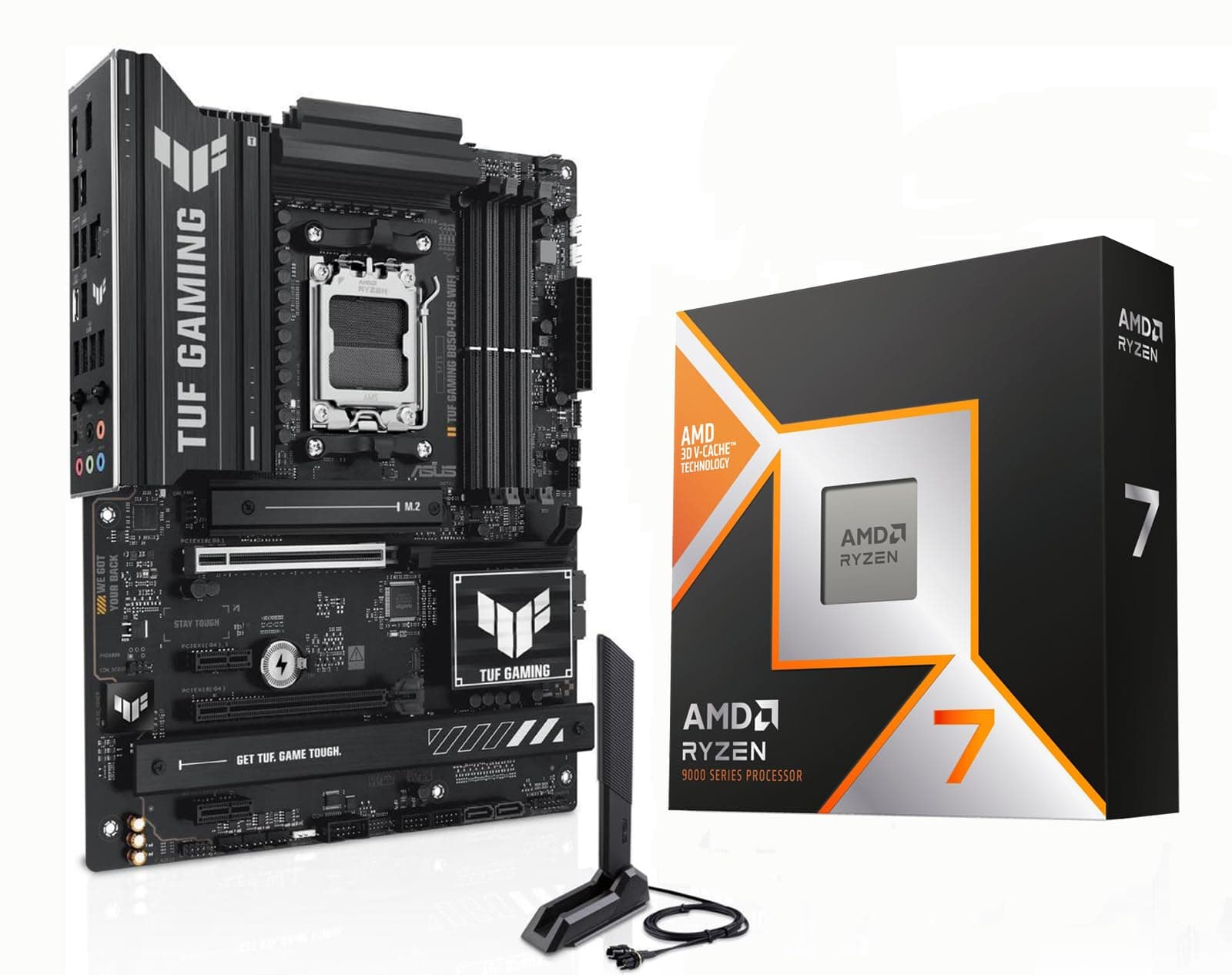 MICRO CENTER AMD Ryzen 7 9800X3D CPU Prozessor mit ASUS TUF Gaming B850-PLUS WiFi AM5 ATX Motherboard (DDR5, PCIe 5.0, 3X M.2, Wi-Fi 7, USB 20Gbps Type-C) AMD Ryzen 7 9800X3D+ASUS TUF Gaming B850-PL WiFi