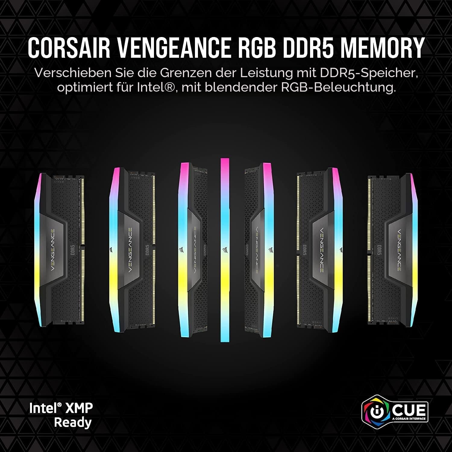 CORSAIR Vengeance RGB DDR5 RAM 32GB (2x16GB) Bis zu 6400MHz CL36 Intel XMP 3.0 Desktop-Arbeitsspeicher – Schwarz (CMH32GX5M2B6400C36) Bild 3