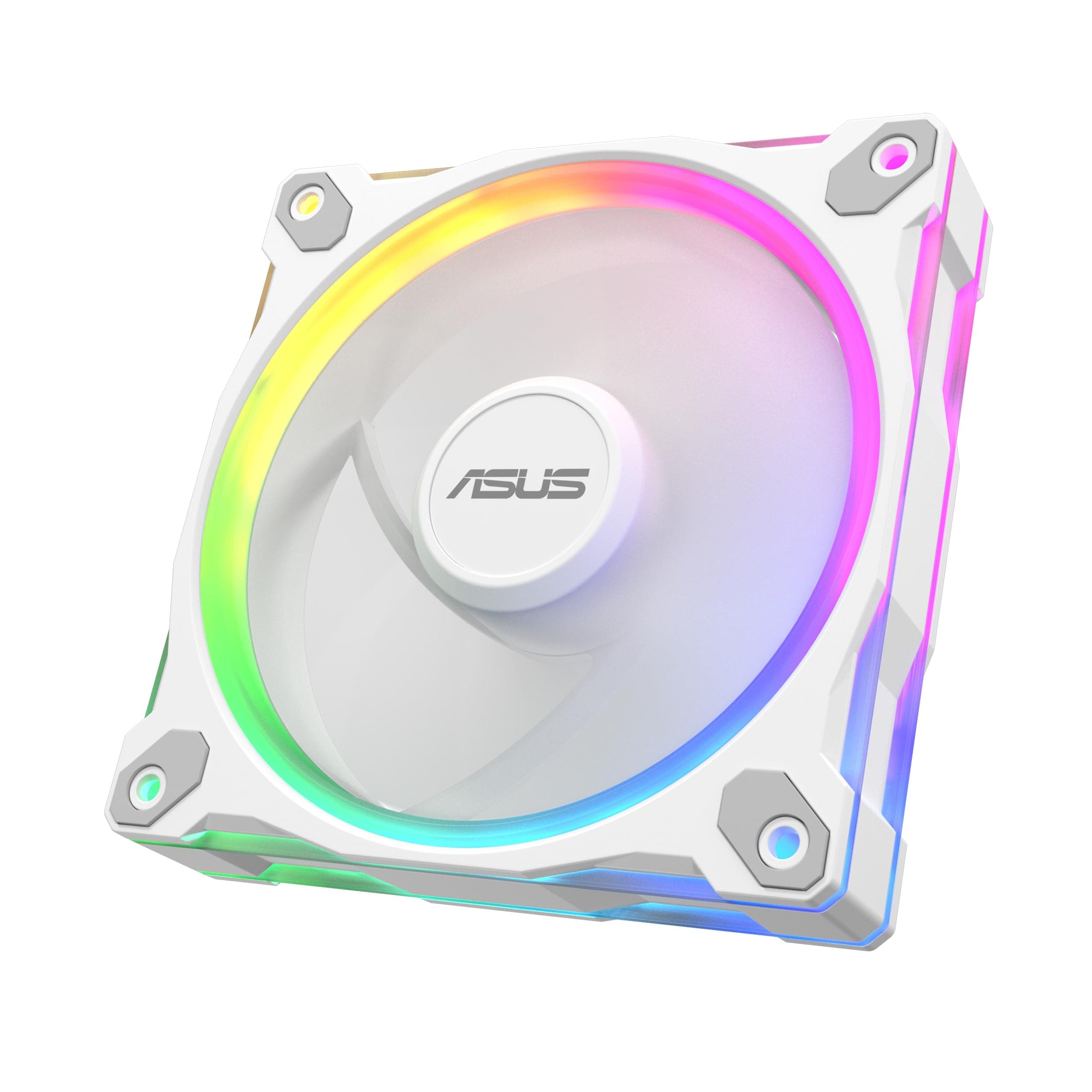 ASUS Prime MR120 White ARGB Reverse-Gehäuselüfter Single (beidseitige Beleuchtung, 20 adressierbare RGB-LEDs, 28 mm Rahmen, PWM-Steuerung, Lüfterdrehzahl 1600 U/min, 23dB(A) Lärmpegel, 58 CFM, Weiß) Bild 2