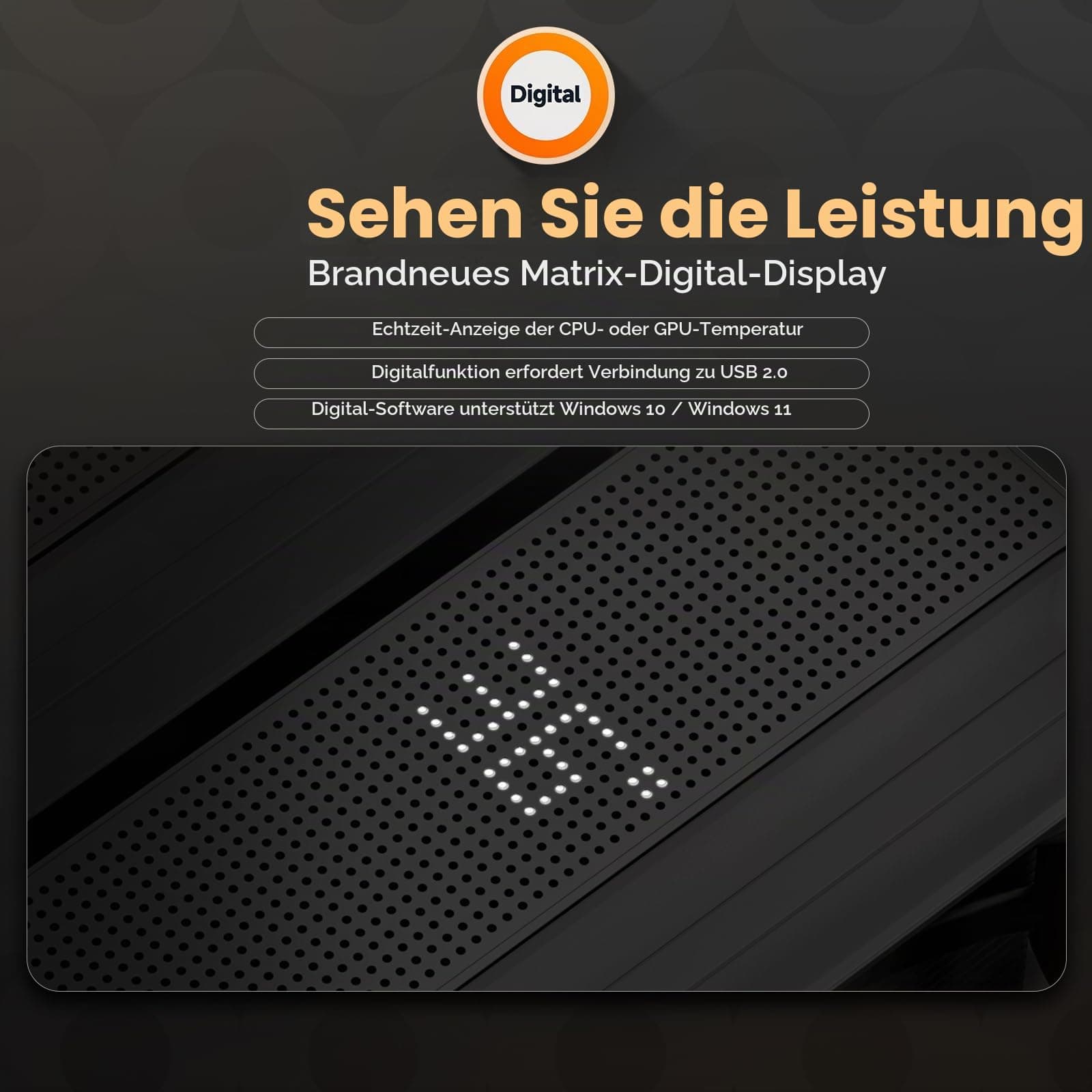 Ocypus Iota A40 BK CPU Kühler mit Echtzeit Digitalanzeige, 4 Kupfer Heatpipes,120mm PWM Lüfter, FDB Lager,CPU Luftkühler für AMD AM4/AM5, Intel LGA 115X/1200/1700/1851 Iota A40 BK EU Bild 3