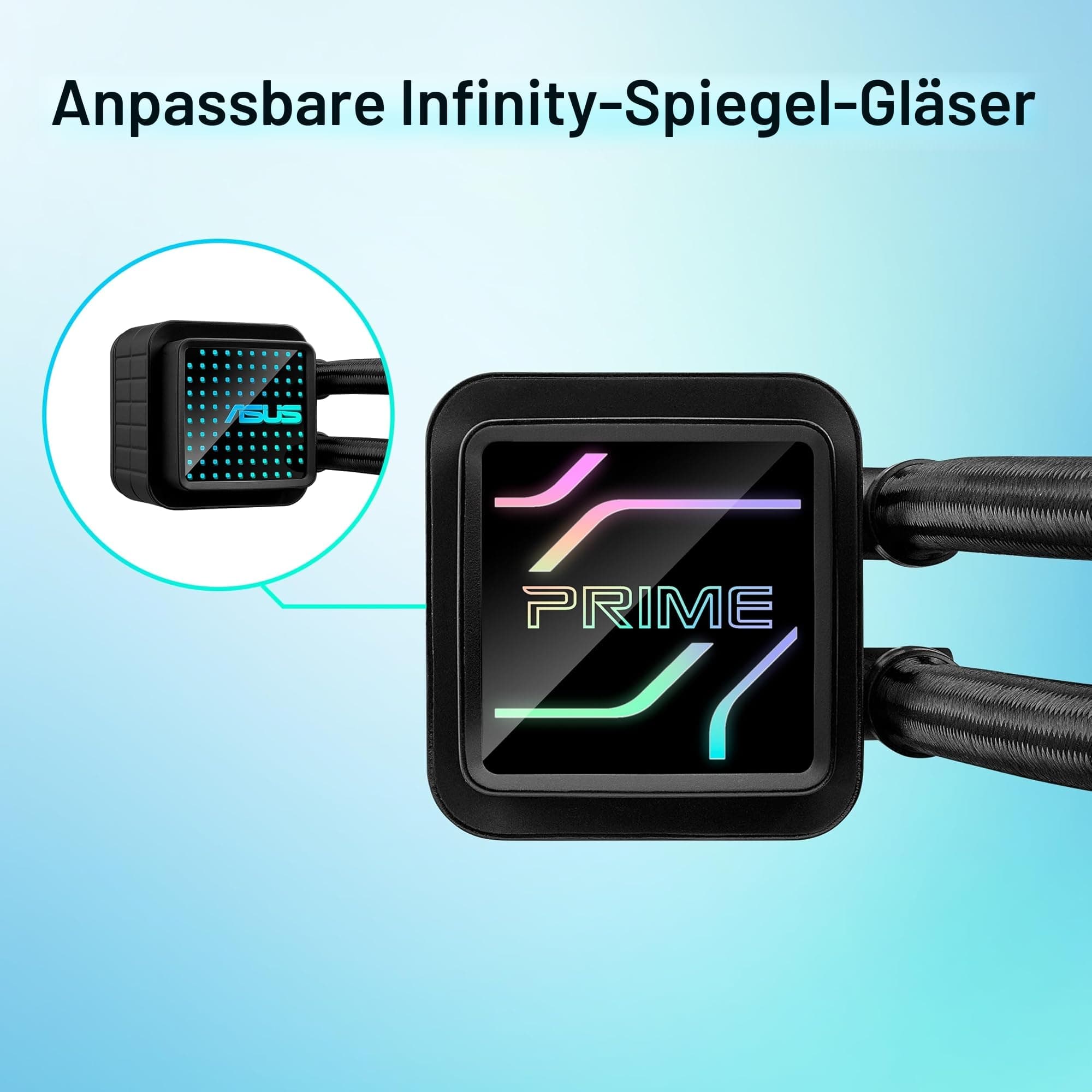 ASUS Prime LC 360 ARGB All-in-One-Flüssig-CPU-Wasserkühlung (drei ARGB Lüfter, anpassbarer Infinity-Spiegel, 400 mm Schläuche, CPU-Sockel Intel LGA 1851, 1700, 1200, 115X, AMD AM5, AM5) Bild 7