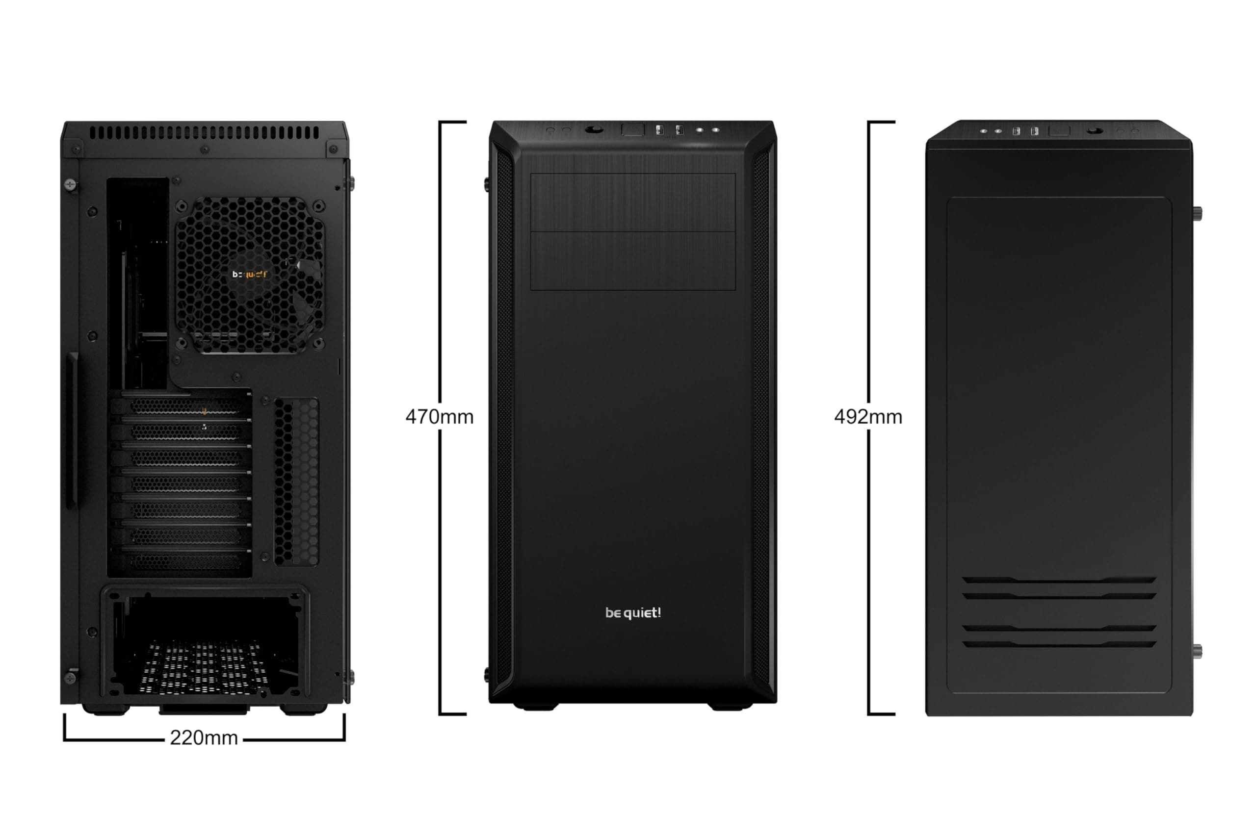 be quiet! Pure Base 600 Window Black PC-Gehäuse, 2X Pure Wings 2 Lüfter, Radiatoren bis 360mm, 3-stufige Lüftersteuerung, Seitenfenster aus Temperglas Bild 3
