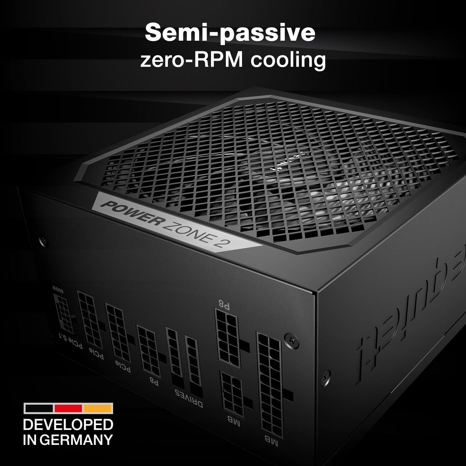 be quiet! BP007US Power-Zone 2, 850 W, ATX 3.1 PSU, 80 Plus, Cybenetics Platinum Efficiency, geräuscharmes Netzteil mit Null-RPM-Rauschunterdrückung, PCIe 5.1 Ready, Schwarz Bild 5