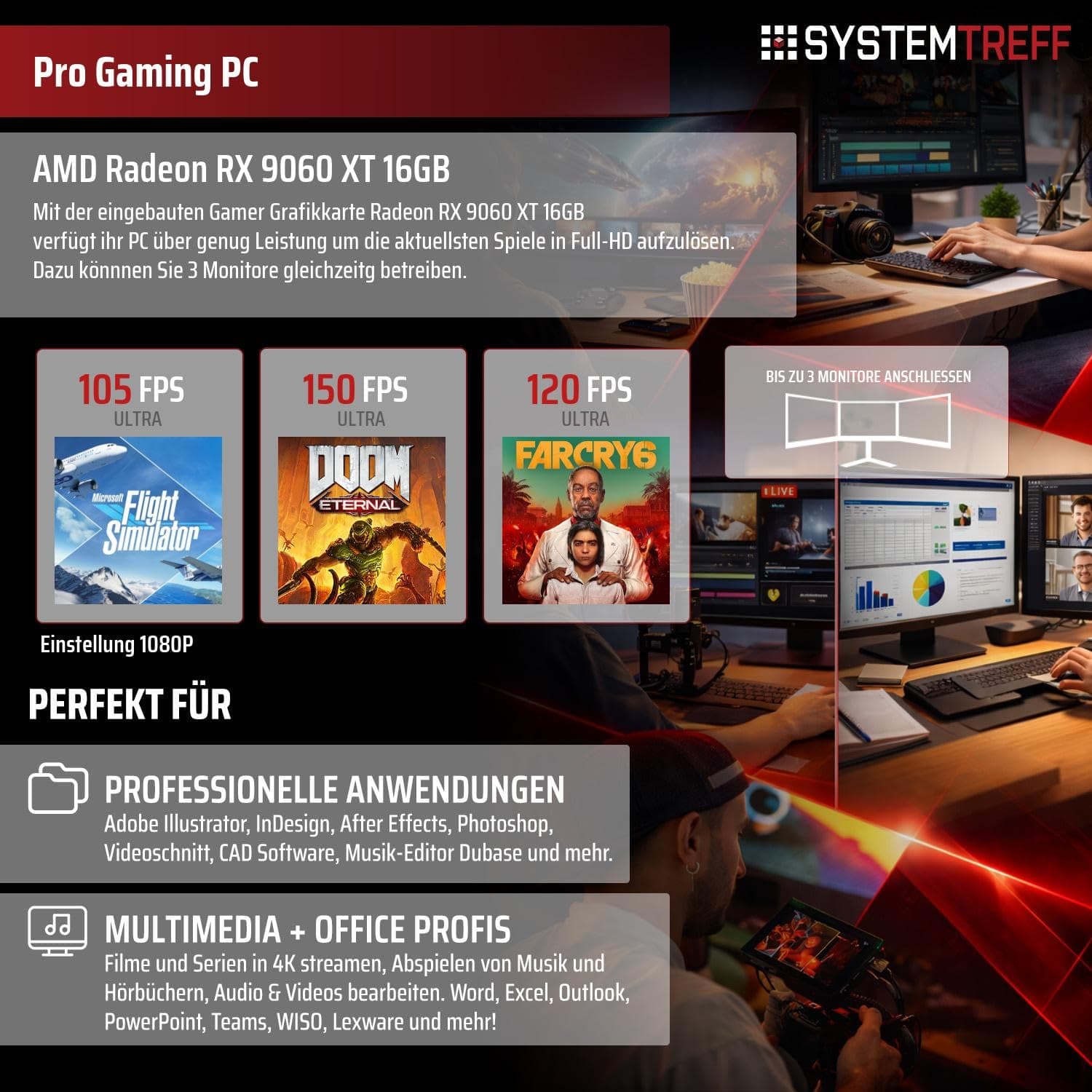 SYSTEMTREFF High-End Gaming PC weiß Intel Core i5-14400F 6x4.7GHz | AMD Radeon RX 9060 XT 16GB | 1TB M.2 NVMe | 32GB DDR4 RAM | Windows 11 | Desktop Computer Rechner für Gamer, Zocker & Streamer Bild 5