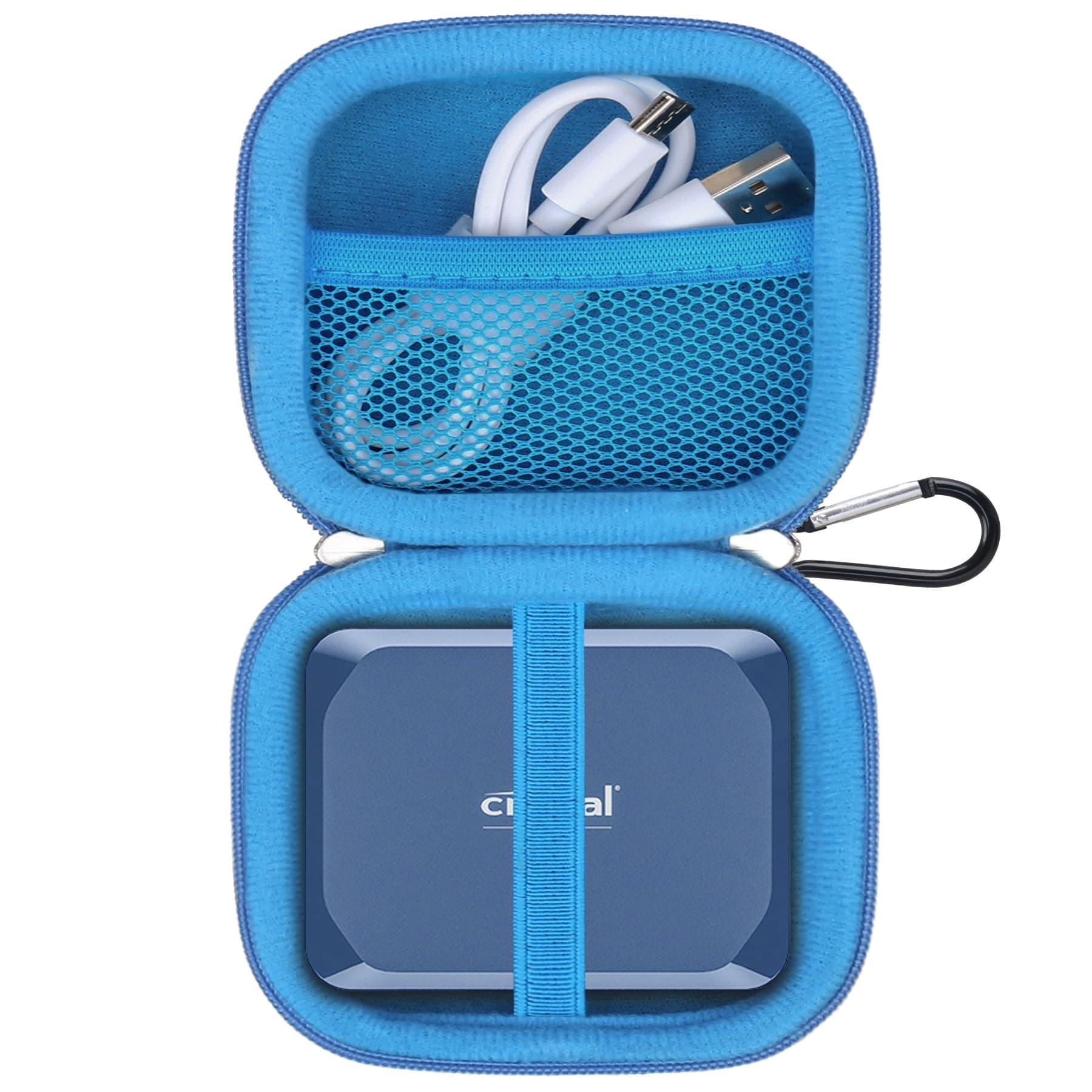 Lacdo Festplattentasche Schutzhülle für Crucial X10 / Crucial X9 / X9 Pro / X10 Pro Portable SSD 1TB 2TB 4TB 6TB 8TB Externes Solid State Laufwerk, Hart Eva Schockfeste Wasserdicht Reisetasche, Blau