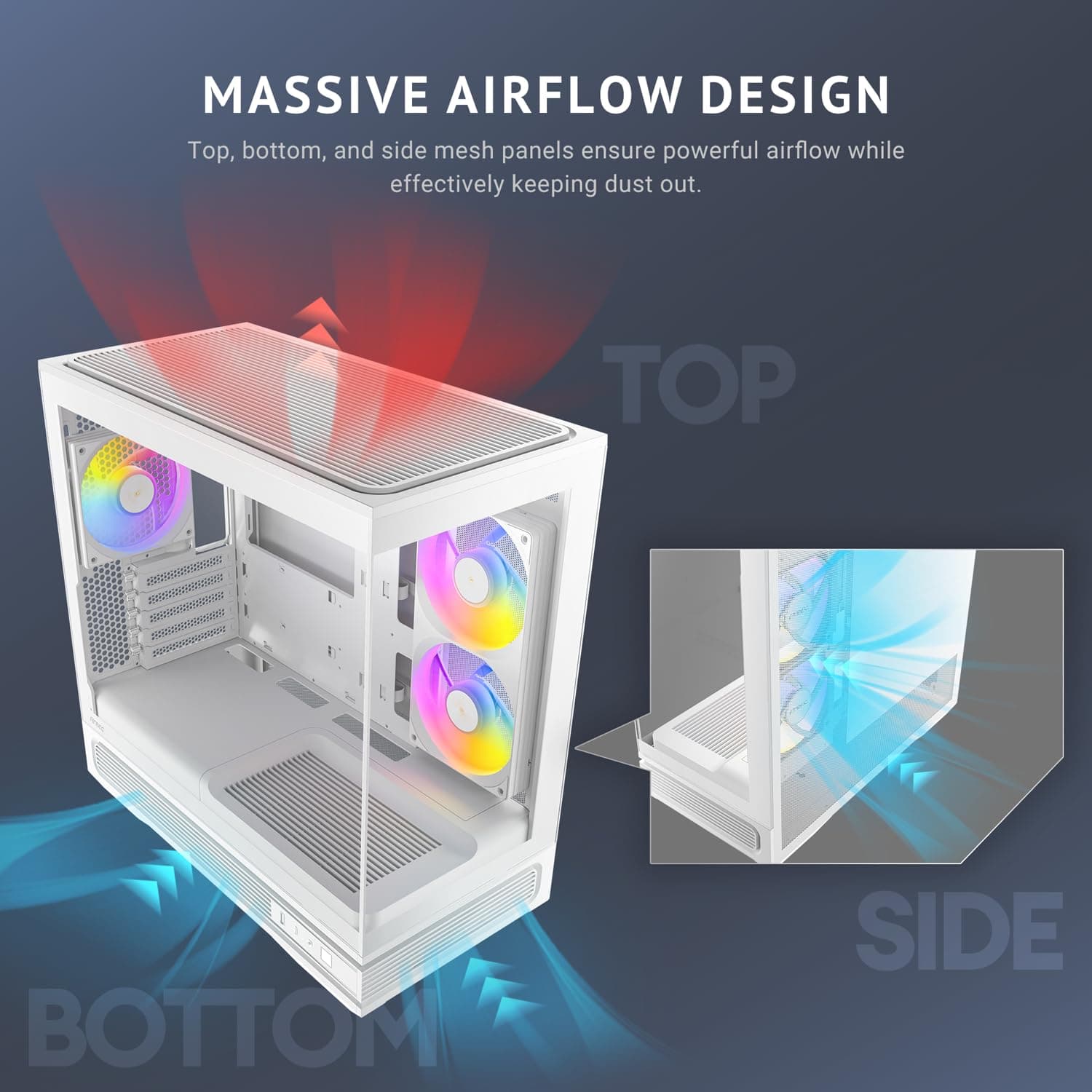 ANTEC Constellation C2M ARGB White Micro-ATX PC Gehäuse – Kompakter Gaming Tower mit ARGB und Tempered Glass, Weiß Bild 5