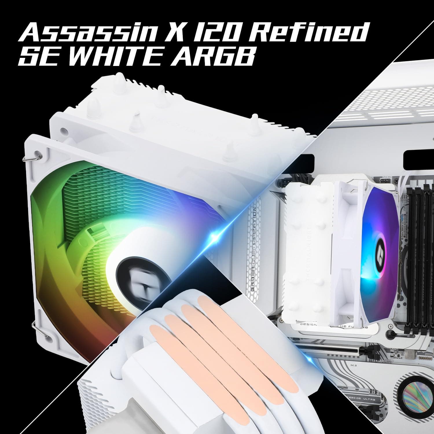 Thermalright Assassin X 120 SE Weiß CPU Luftkühler, 4 Heat Pipes, TL-C12CW-S PWM Leise Fan CPU Kühler mit S-FDB Lager, Für AMD: AM4/AM5/Intel LGA1700/1851/1150/1151/1155/1156/1200 Bild 3