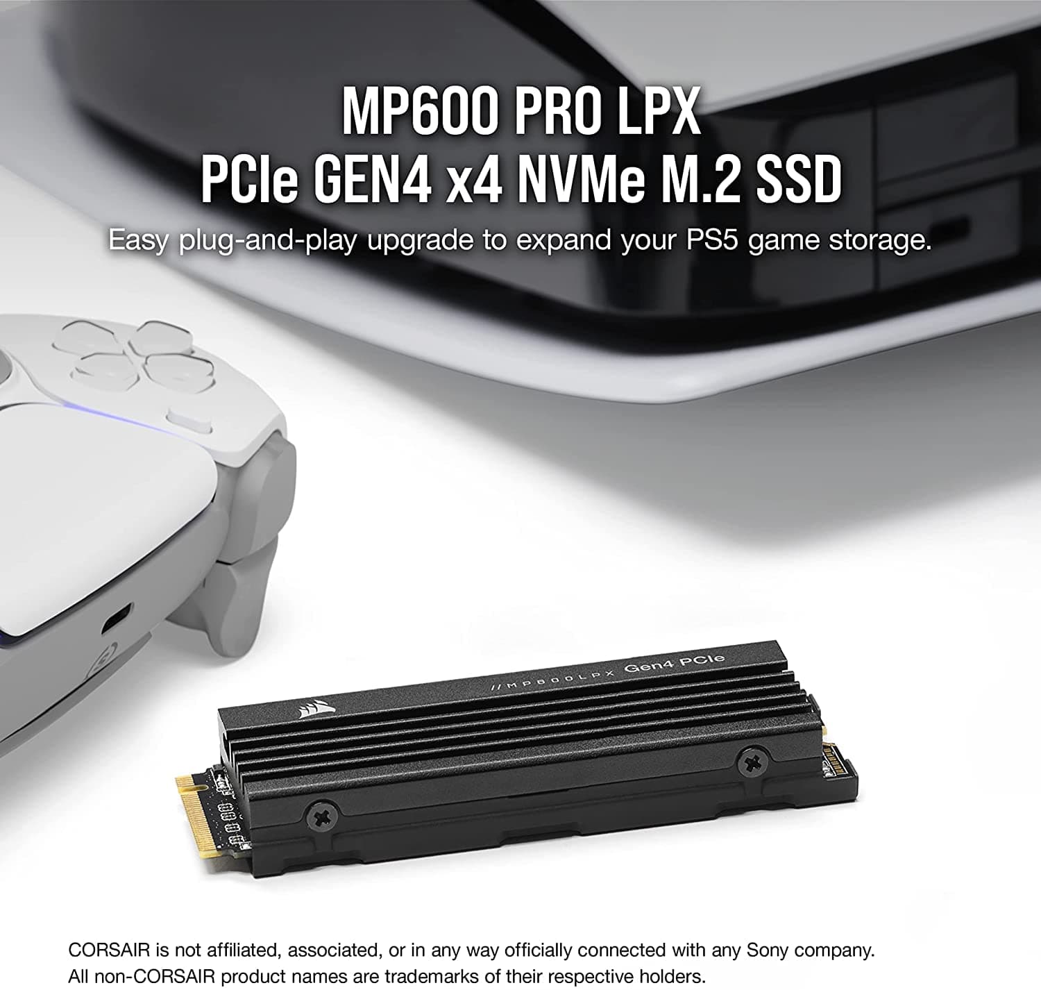 Corsair MP600 PRO LPX 2TB M.2 PCIe Gen4 NVMe SSD – Bis zu 7100MB/s Sequenzielle Lesegeschwindigkeit, 6,800MB/sec Sequenzielle Schreibgeschwindigkeit, 3D TLC NAND, M.2 2280, Optimiert für PS5 – Schwarz Bild 4