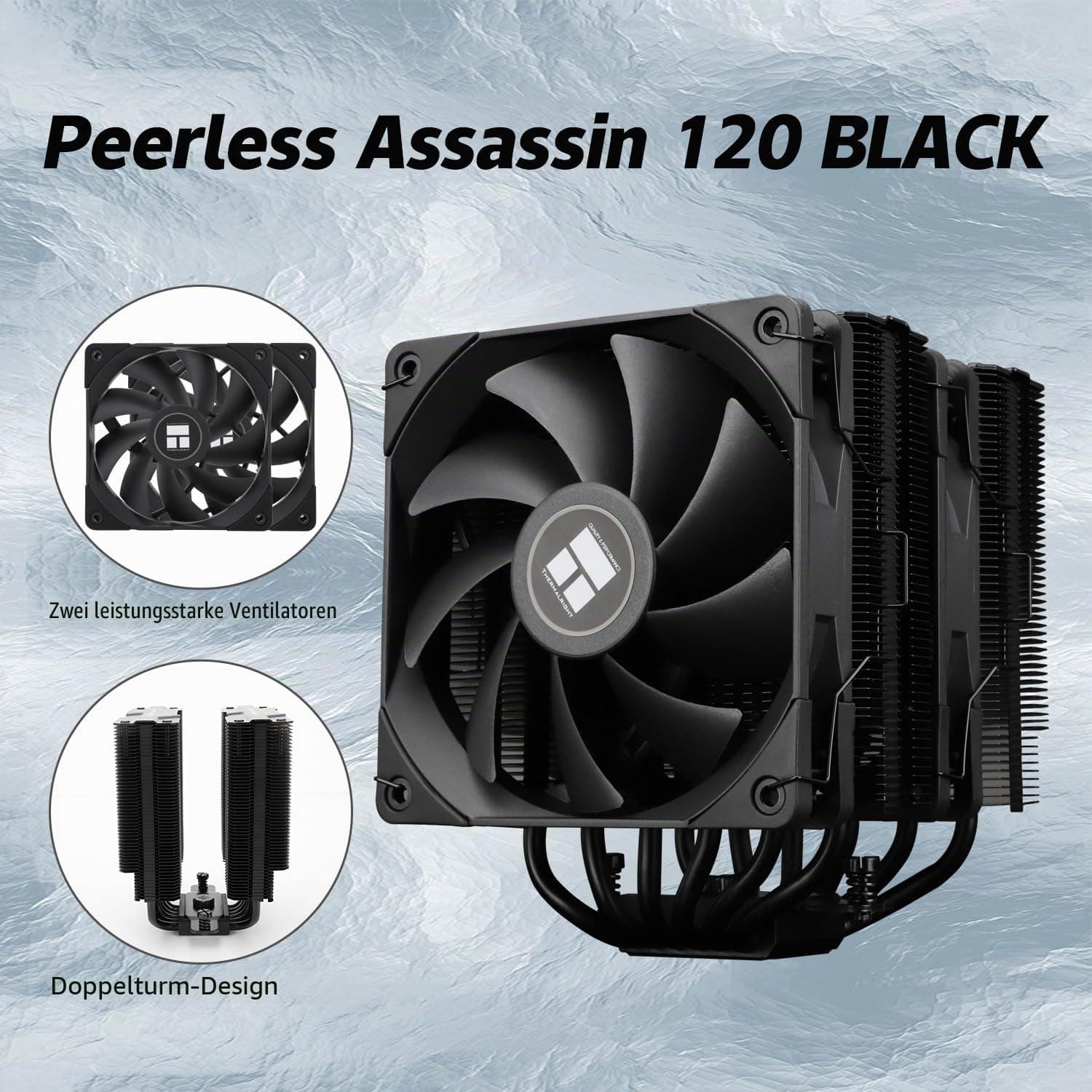 TR Peerless Assassin 120 Black CPU-Luftkühler, 6 Heatpipes, Dual TL-C12B 120mm PWM Lüfter, AGHP-Technologie, für AMD AM4 AM5,Intel 1700/1150/1155/1200/2011 Bild 3