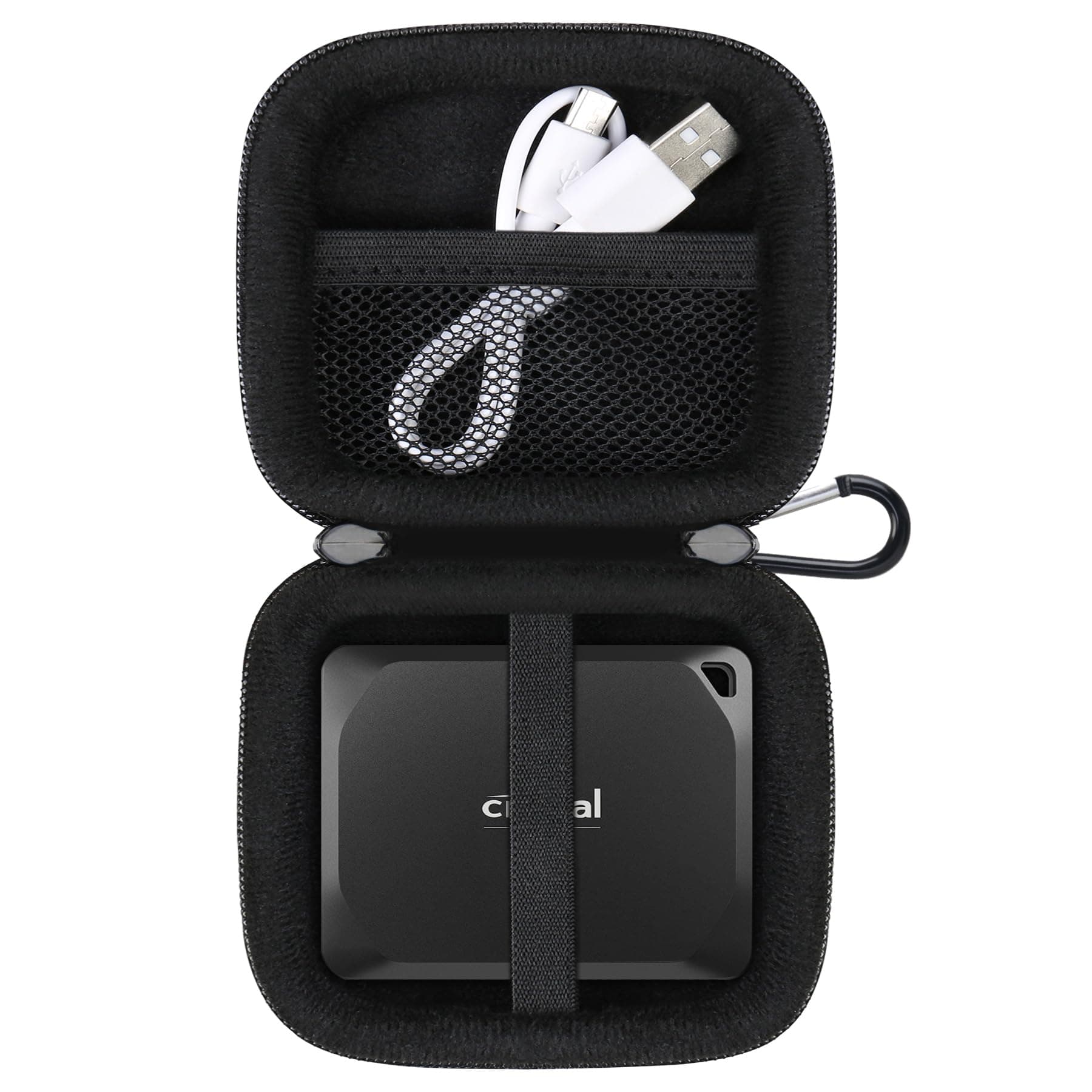 Lacdo Harte Tragetasche für Crucial X10 Pro/Crucial X9 Pro Portable SSD 1TB 2TB 4TB USB 3.2 Externe Solid State Drives Hard Eva stoßfest wasserabweisend schützende Reisetasche, Schwarz+Schwarz
