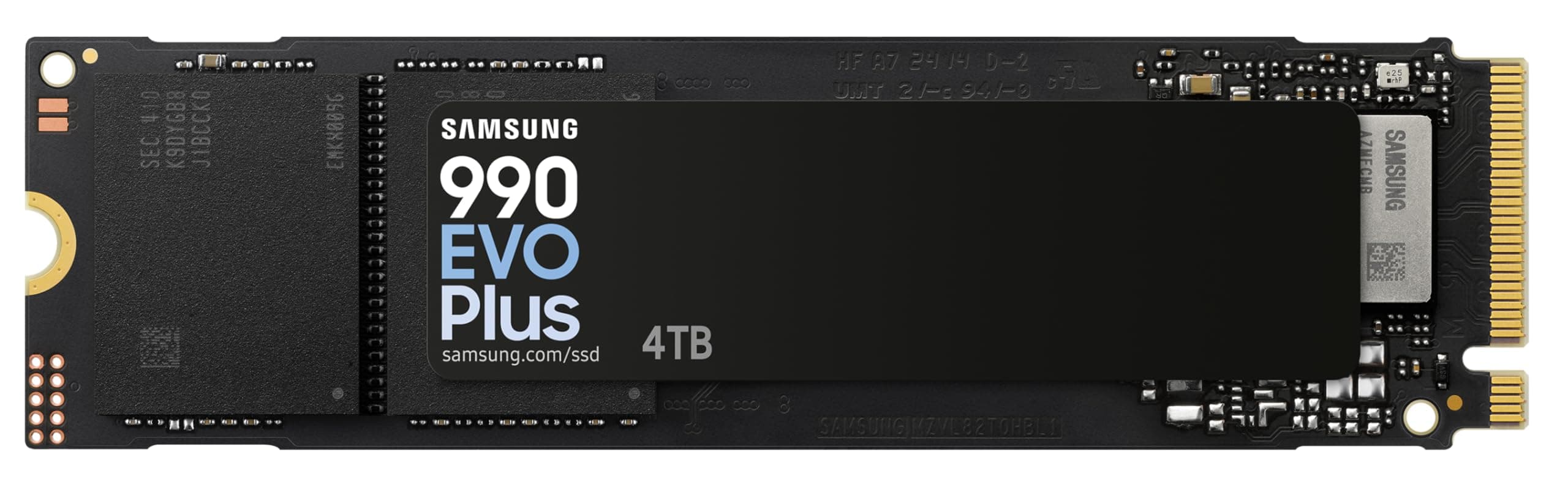 Samsung 990 EVO Plus NVMe M.2 SSD 4 TB, PCIe 4.0 x4 / PCIe 5.0 x2, NVMe 2.0 (2280), 7.250 MB/s Lesen, 6.300 MB/s Schreiben, Interne SSD für Gaming und Grafikbearbeitung, MZ-V9S4T0BW