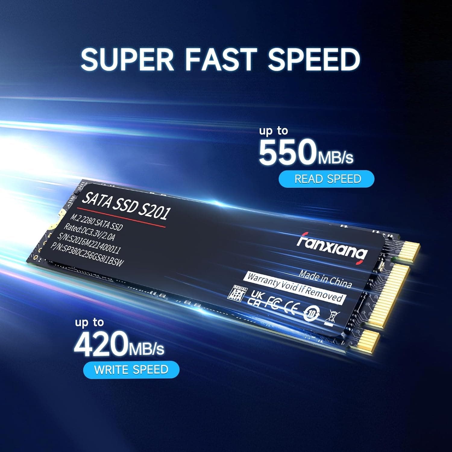 fanxiang S201 M.2 SATA SSD Interne Festplatte M.2 2280 SATA III, 550MB/s Lesen, 420MB/s Schreiben, mit SLC Cache und TLC 3D-NAND, ideal für Notebook, Ultrabook und Tragbare Geräte (128GB) Bild 5
