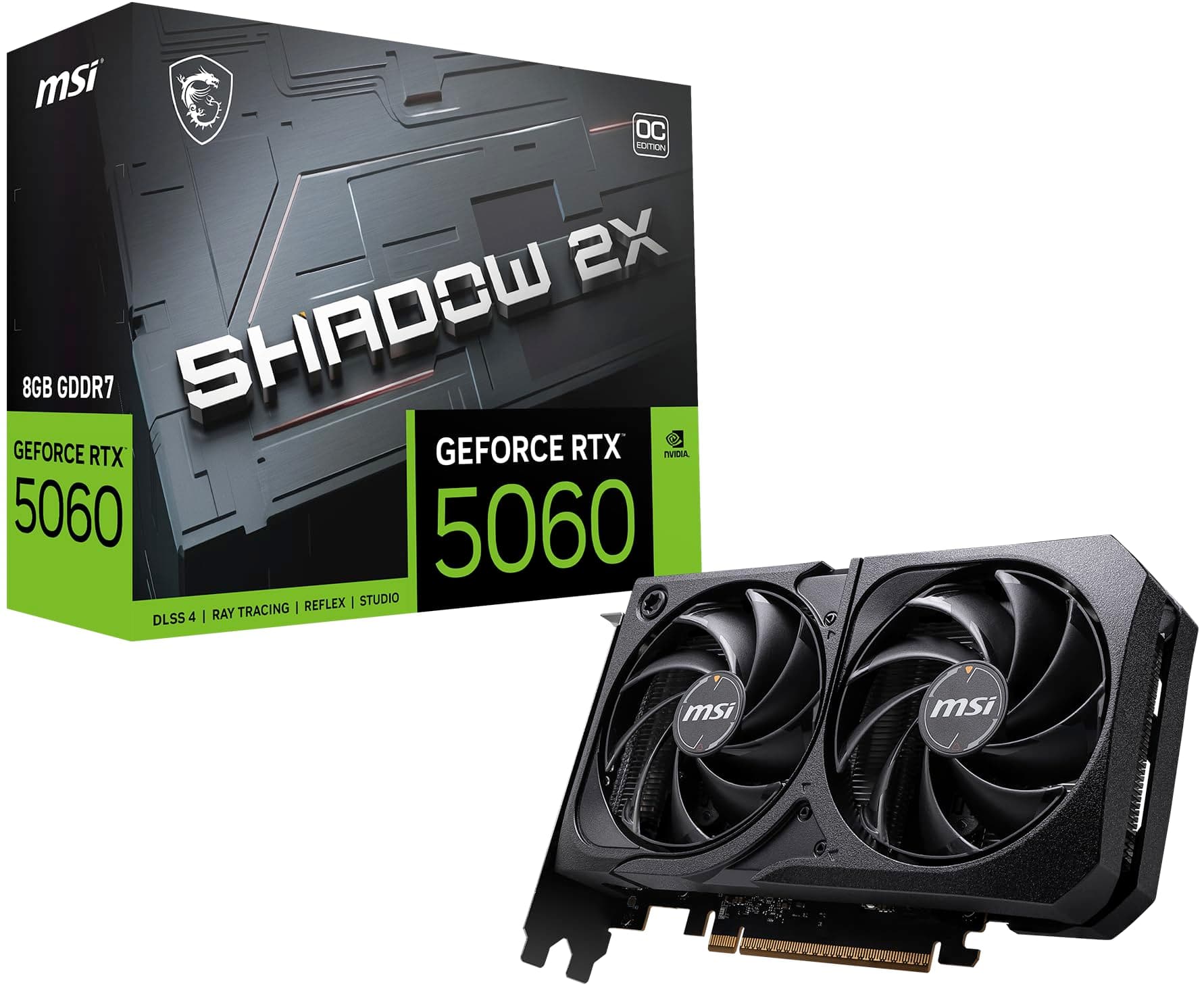 MSI GeForce RTX 5060 8G Shadow 2X OC - 8GB GDDR7 (28Gbps/128-bit), PCIe 5, Boost: 2535 Hz, HDMI 2.1b, DisplayPort 2.1b Bild 2