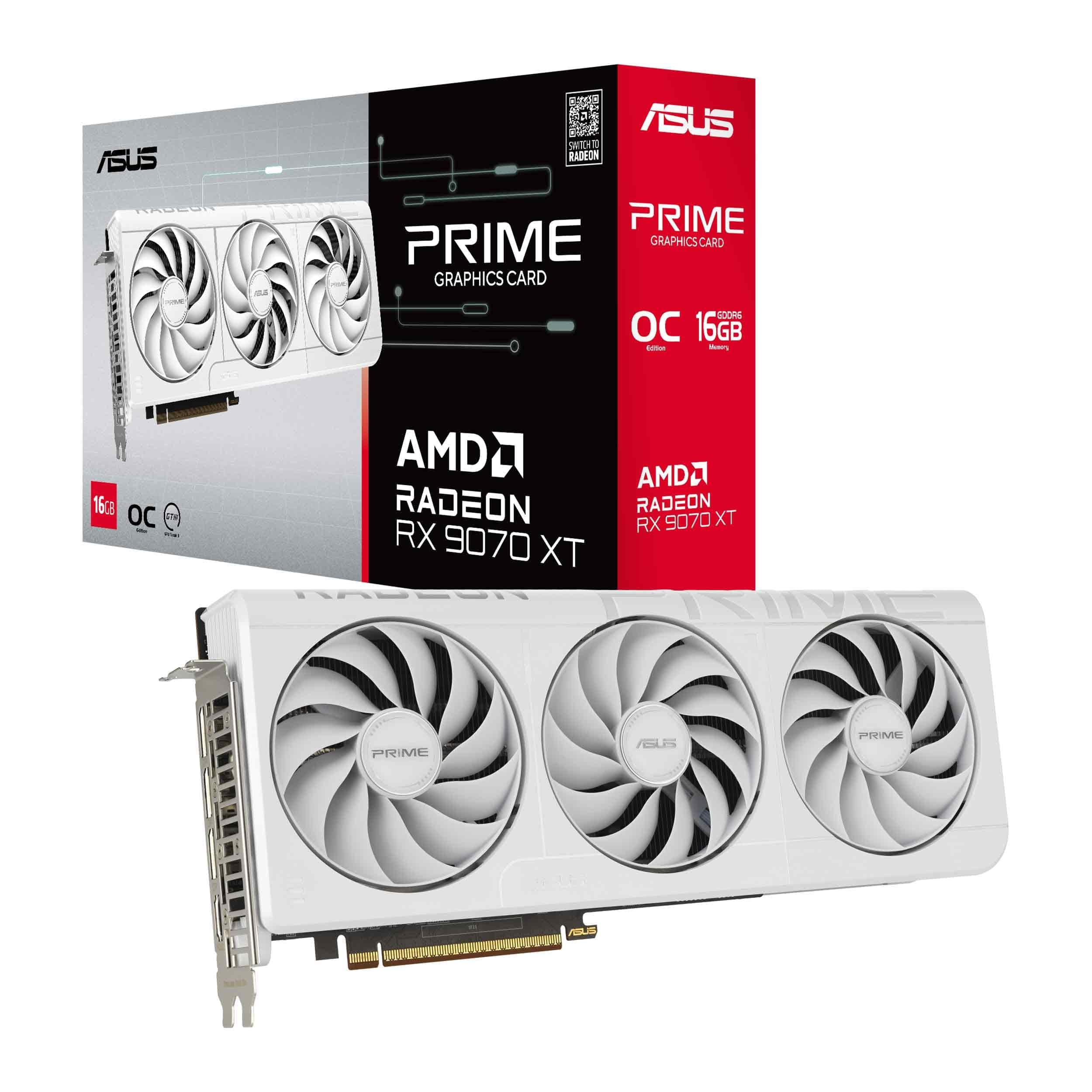 ASUS Prime Radeon RX 9070 XT White OC Edition Grafikkarte (PCIe 5.0, HDMI/DP 2.1, 2.5-Slot Design, Axial-Tech-Lüfter, Dual-Kugellager, Dual BIOS, ASUS GPU Guard) Bild 2