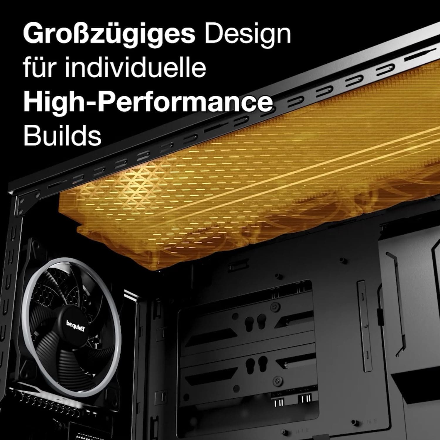 be quiet! Shadow Base 800 DX Black PC-Gehäuse, Pure Wings 3 140mm PWM Lüfter, ARGB-Beleuchtung, USB 3.2 Gen. 2 Type C, Airflow, Open-Mesh, E-ATX Mainboard, 420mm Radiatoren, Glas Seitenfenster Bild 5
