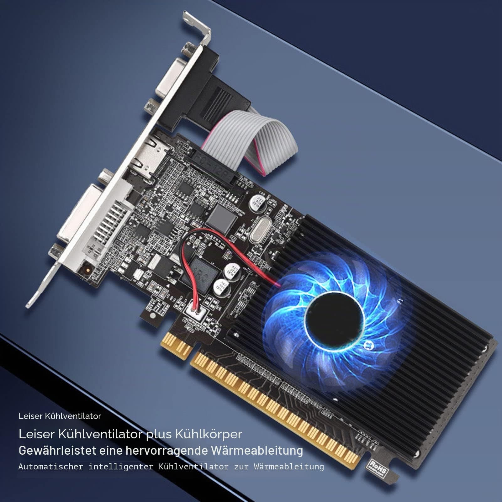 1 GB DDR3-Grafikkarte, 64 Bit 589 MHz 1 GB DDR3-Grafikkarte mit Leisem Lüfter, DVI-VGA-HDMI-Schnittstelle, PCI Express 2.0x16 für Büro und Spiele Bild 5