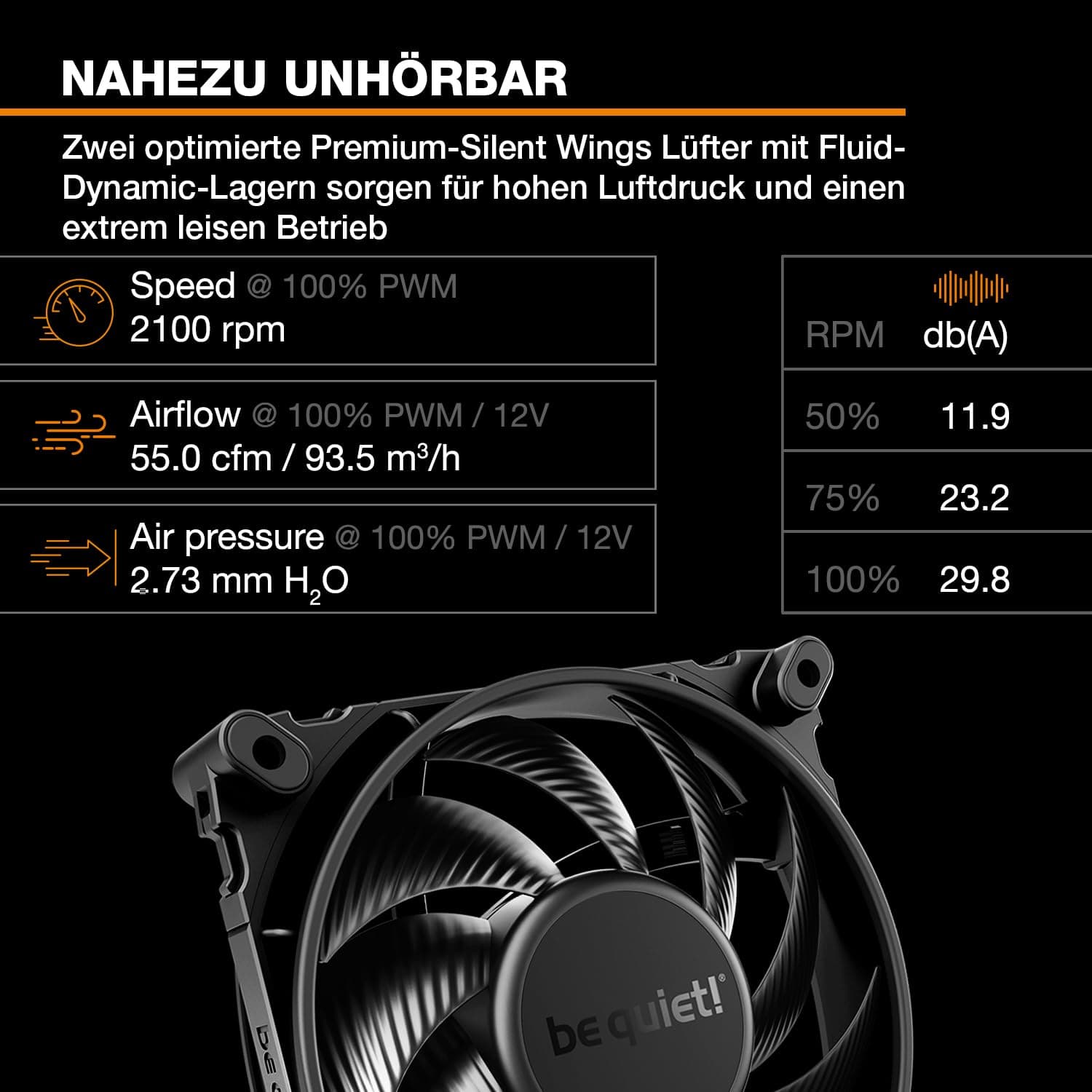 be quiet! Dark Rock Pro 5 Luftkühler, immens hohe Kühlleistung, 7 Hochleistungs-Heatpipes, Silent Wings 120mm PWM Lüfter, Silent Wings 135mm PWM Lüfter, nahezu unhörbarer Betrieb, Speed Switch Bild 5