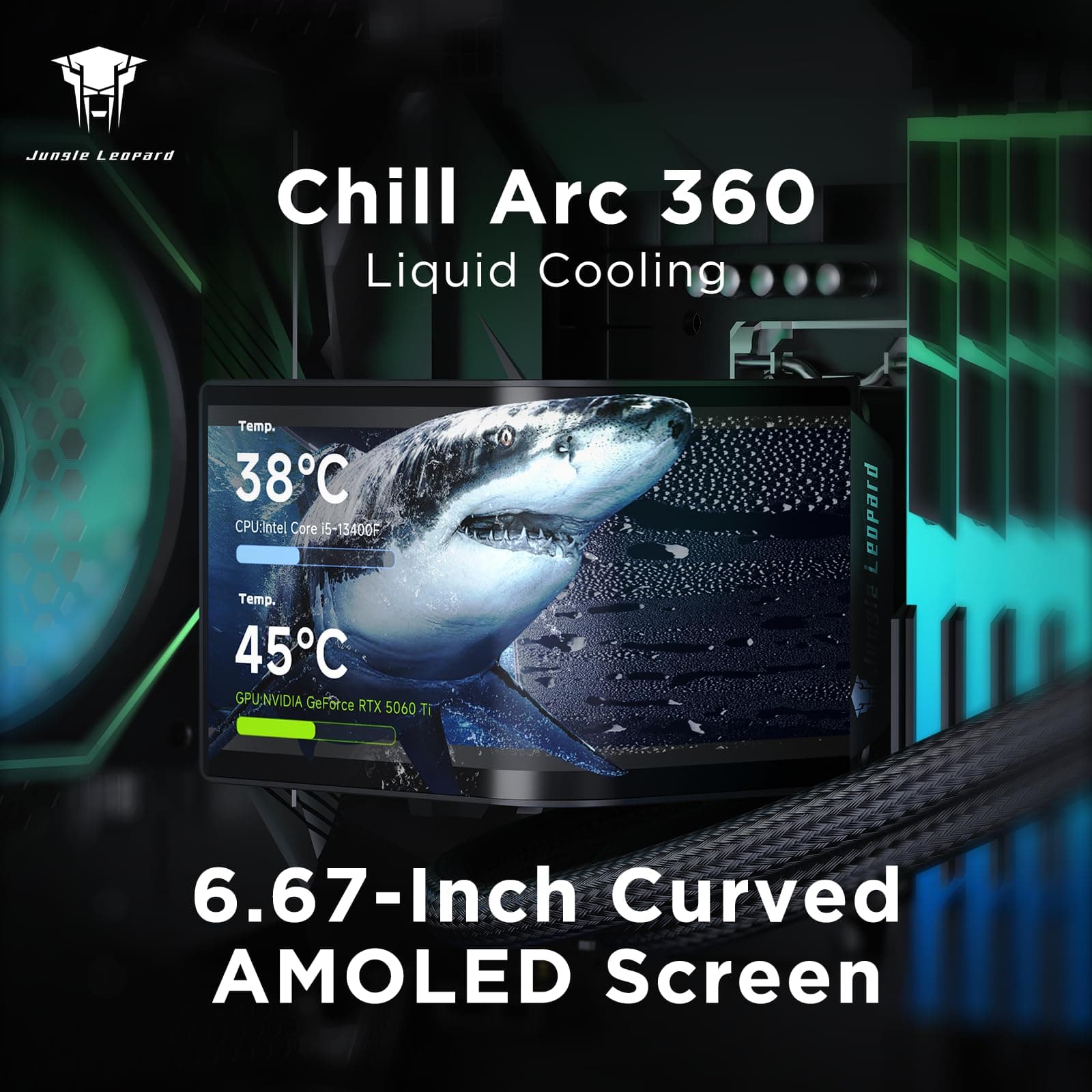 TZMRIT CA360 ARGB 360mm AIO Drehbar 6.67 '' AMOLED Gebogener Bildschirm 3D Anamorphe Wirkung Anpassbar AIO Wasserkühlung 360mm, 320w TDP, für Intel LGA 1851/1700 AMD AM5/AM4 (BK) Bild 5