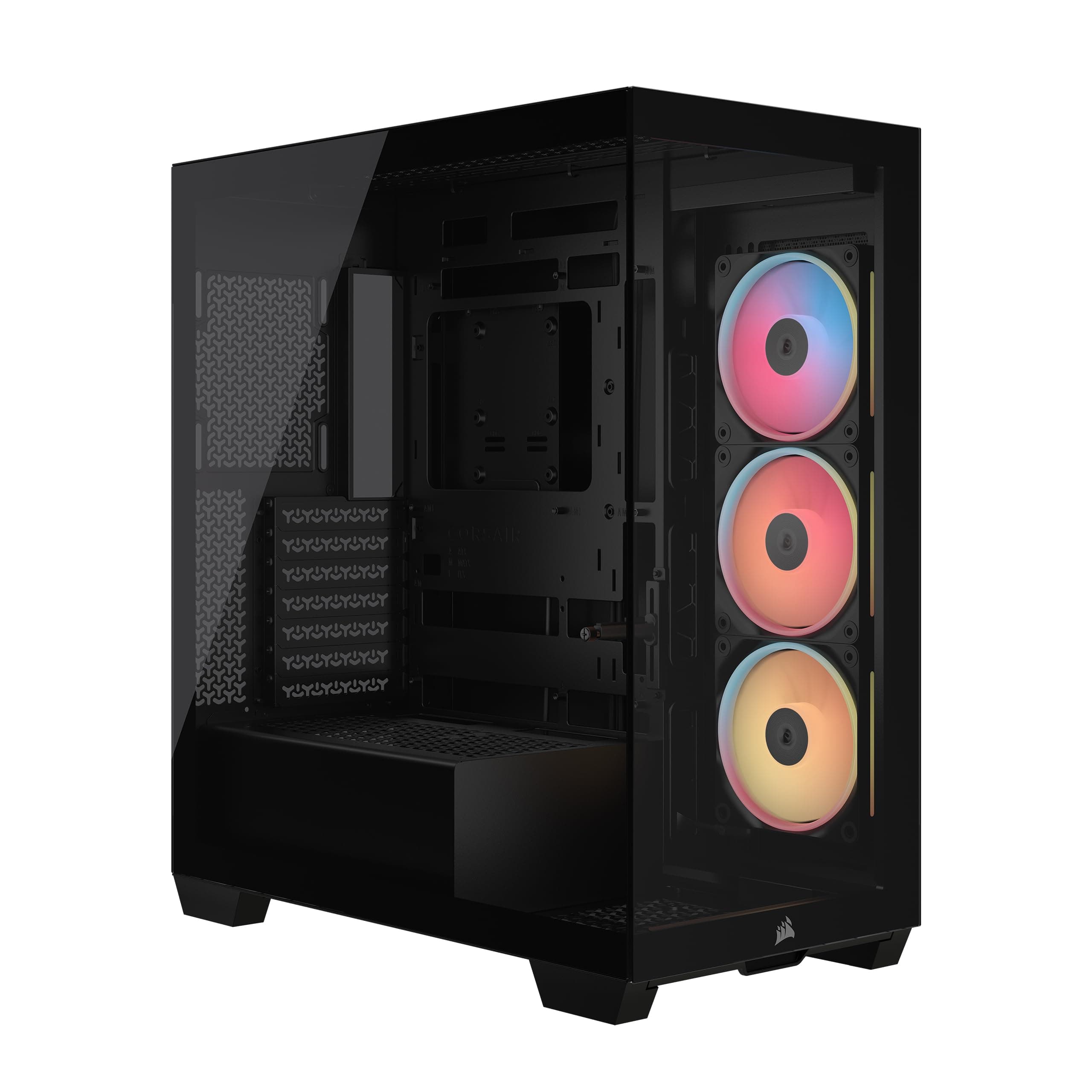 CORSAIR 3500X LX-R RGB iCUE LINK Panoramaglas Mid-Tower-PC-Gehäuse – 3 x LX120-R RGB-Lüfter und iCUE LINK System Hub Inklusive, GPU-Anti-Sag-Arm, Platz für bis zu 10 x 120-mm-Lüfter – Schwarz