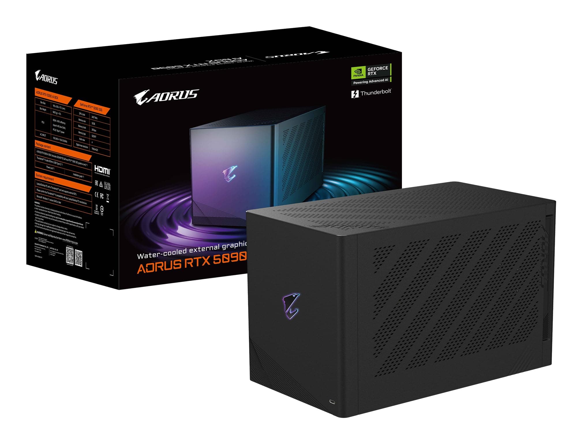 GIGABYTE AORUS RTX 5090 AI Box Grafikkarte – 32 GB GDDR7, 512 Bit, PCI-E 5.0, 2407 MHz Kerntakt, 3 x DP 2.1, 1 x HDMI 2.1, GV-N5090IXEB-32GD 1.0