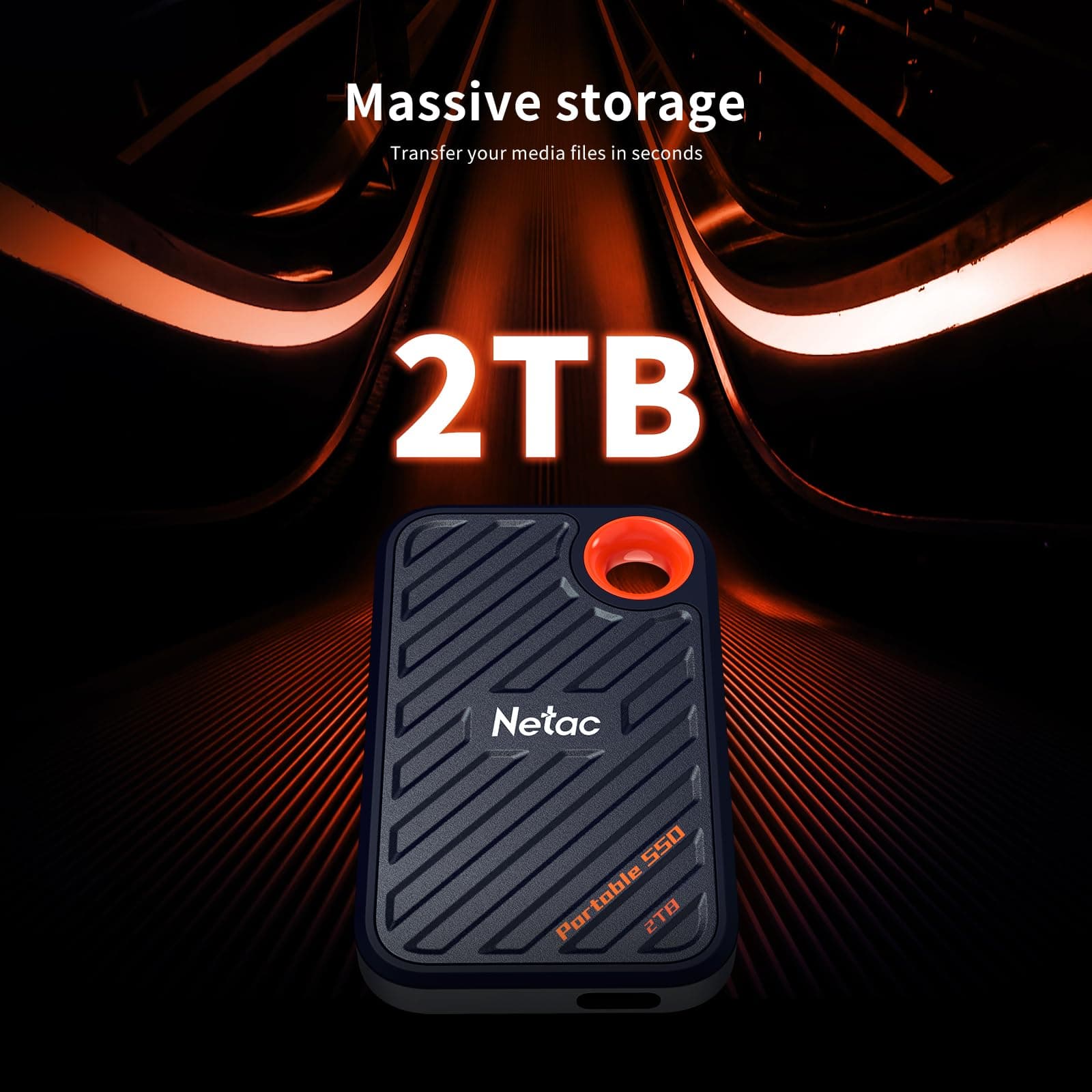 Netac ZX20 512GB Extreme 512GB NVMe Portable SSD USB 3.2-C bis zu 2000MB/s Lesebeständig Staubgeschützt Bild 6