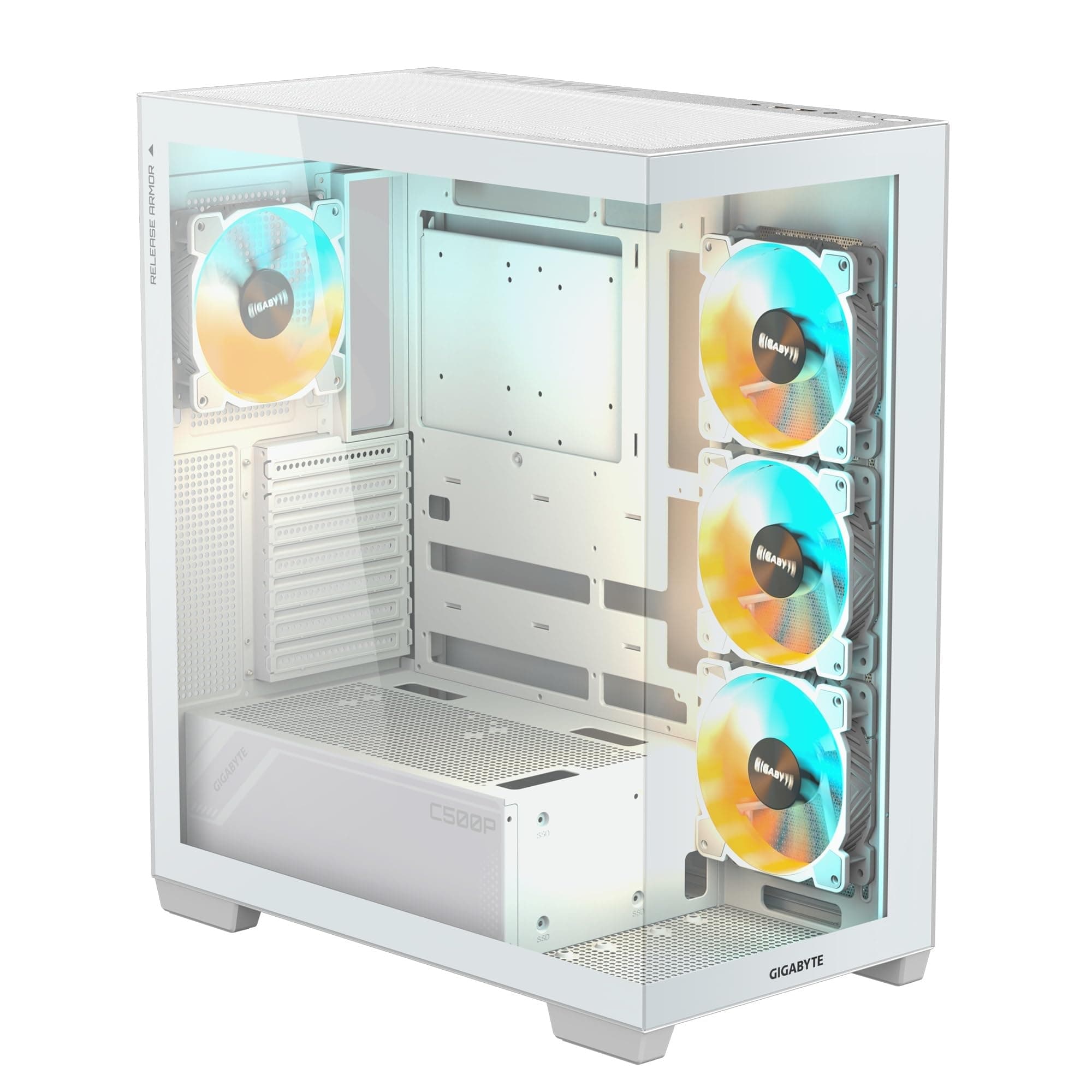 Gigabyte C500 Panoramic Stealth ATX Mid Tower gehärtetes Glas RGB Fusion PC-Gehäuse - Schwarz - GB-C500P ST Bild 3