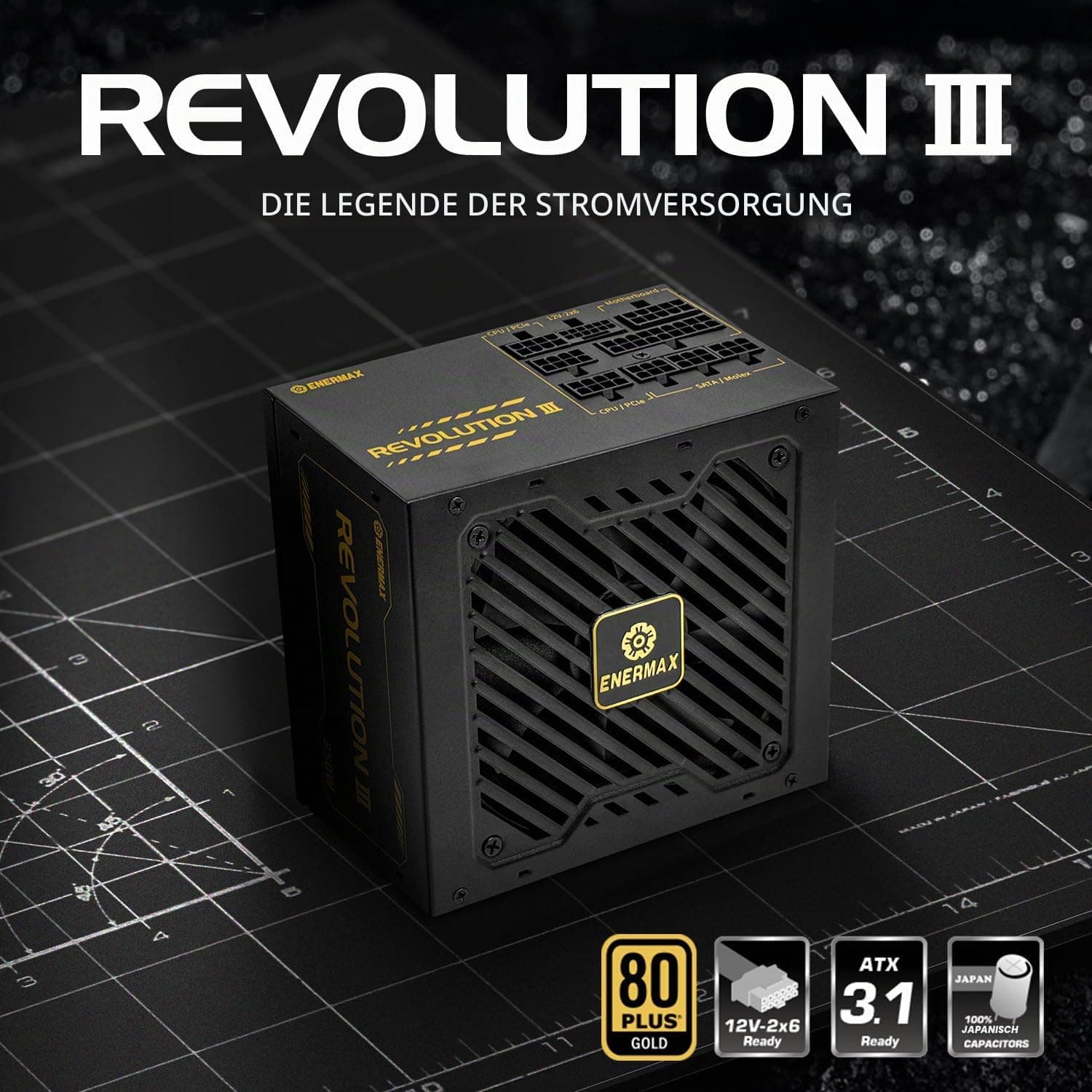 ENERMAX Revolution III 850 Watt |vollmodulares ATX 3.1-Netzteil | PCIe 5.1 |80 Plus Gold |flüsterleiser 120mm FDB-Lüfter | 105°C jap. Kondensatoren | ERV850G-AHG-MAC Bild 5