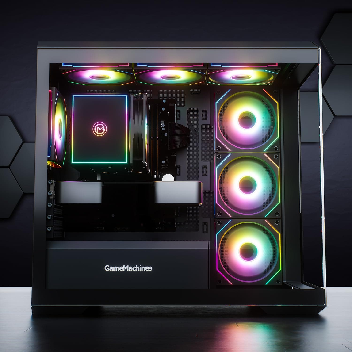 GameMachines Fury - Gaming PC - AMD Ryzen 7 5700X - Radeon RX 9060-1TB SSD - 32GB DDR4 - WLAN - Win 11 Pro Radeon RX 9060 Schwarz Bild 2