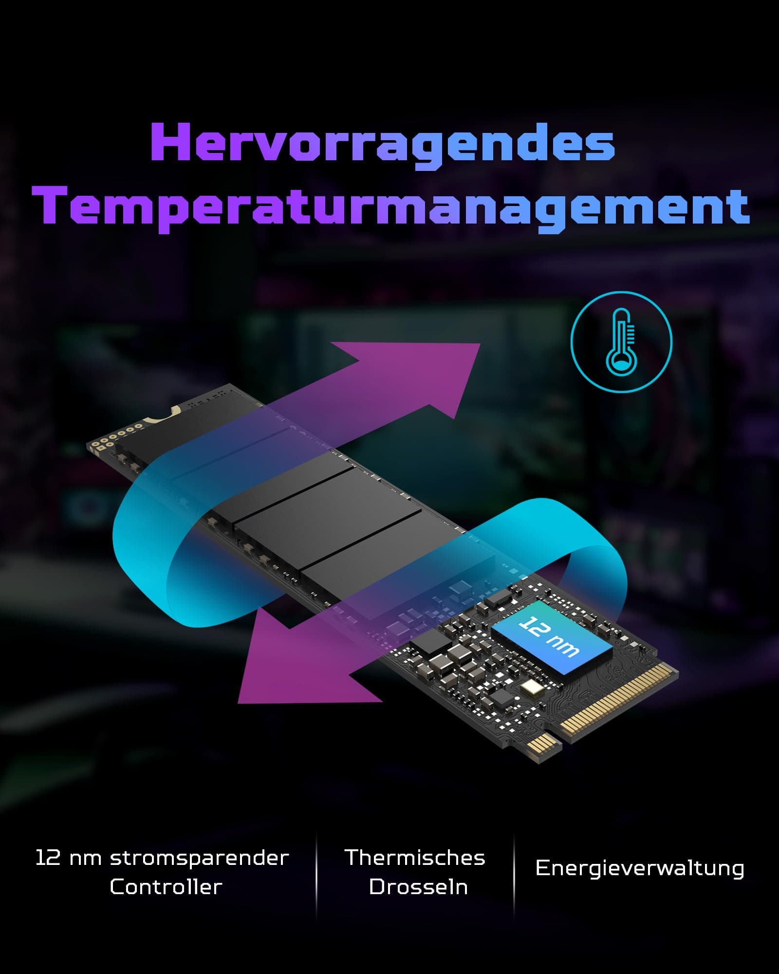 Acer Predator GM7 1TB M.2 NVMe SSD PCIe 4.0 - Lesegeschwindigkeit bis zu 7400 MB/s - TLC NAND Flash -Professionelle Gaming Interne Festplatte für PC, Laptop & PS5 Bild 5