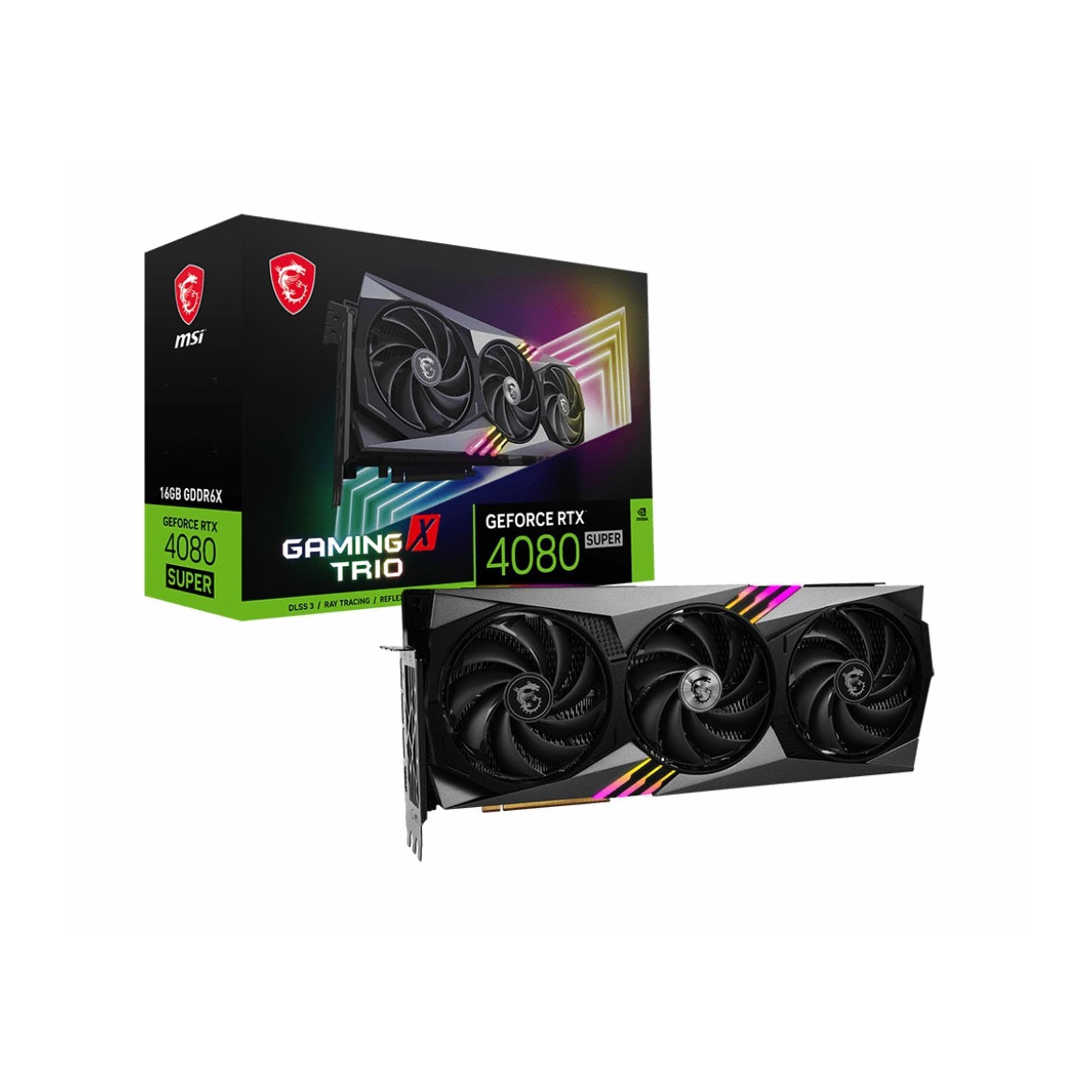 MSI GeForce RTX 4080 SUPER 16G Gaming X Trio — 16 GB GDDR6X, 2610 MHz, PCI Express Gen 4, 256-Bit, 3 x DP v 1.4a, HDMI 2.1a (unterstützt 4K- und 8K-HDR), Schwarz Bild 2