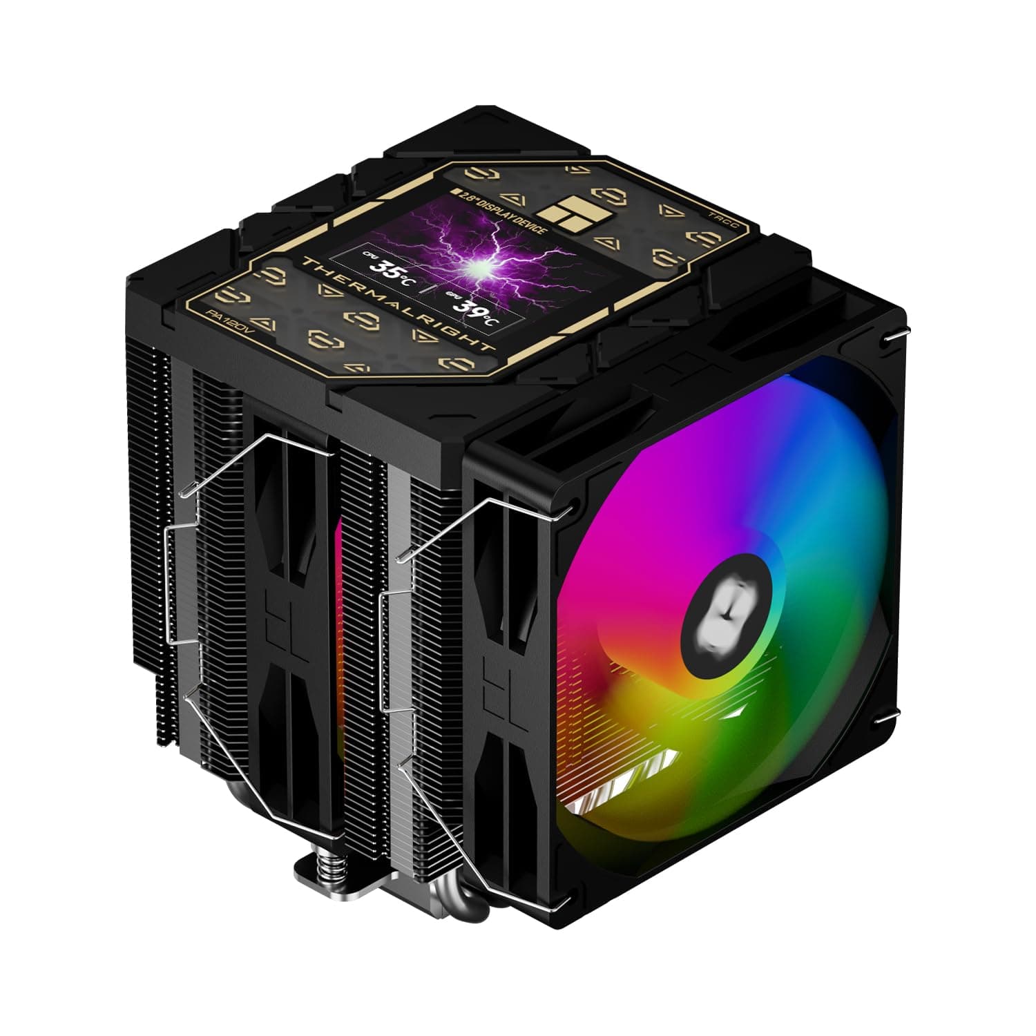 Thermalright TR Peerless Assassin 120 Vision ARGB Black CPU Luftkühler, Twin Tower Kühler, 1850U/min, 320x240 Auflösung IPS Bildschirm mit 2,8 Zoll, Kompatibel mit LGA1851/1700, AM4/AM5, 162mm Höhe Schwarz-PA120 VISION ARGB BLACK