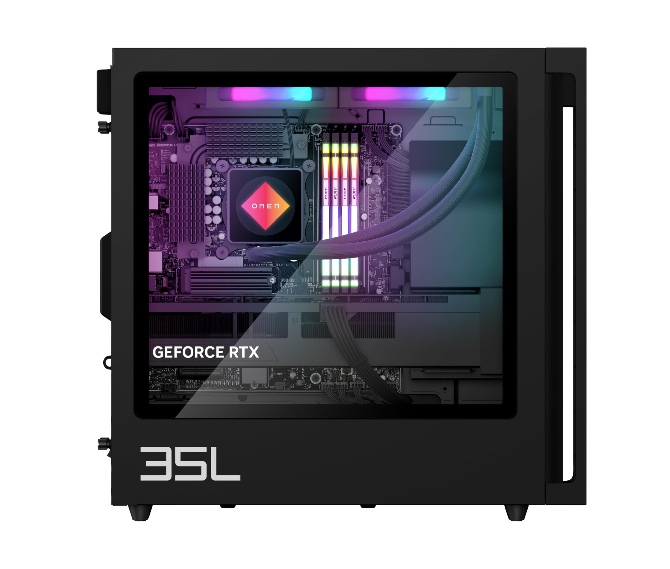 Omen GT16-0291ng 35L Gaming Desktop PC, Intel Core Ultra 9 285K, 64GB DDR5-SDRAM, 2 TB SSD, NVIDIA GeForce RTX 5080, Tower PC, Windows 11 Home, Schwarzes Metall mit Glas Blende Intel Core Ultra 9 285K NVIDIA GeForce RTX 5080 Bild 2