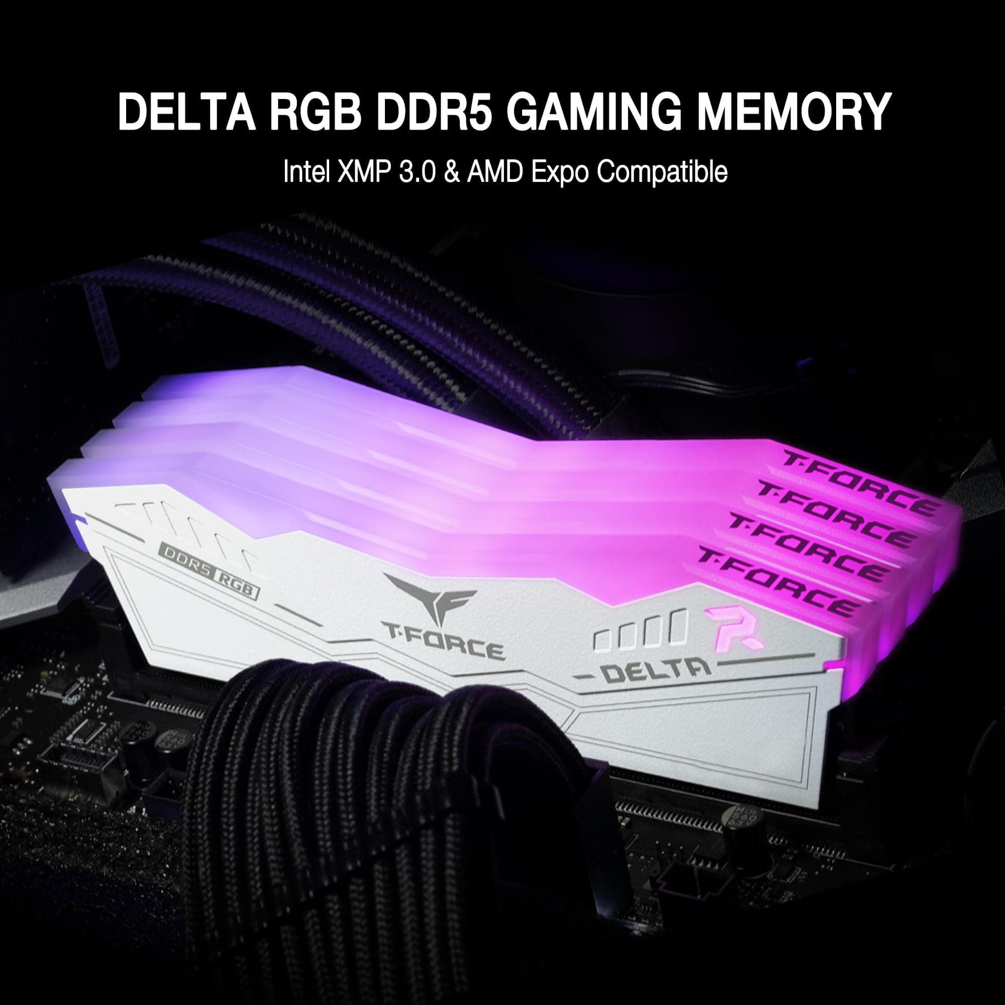 TEAMGROUP T-Force Delta RGB DDR5 Ram 64GB (2x32GB) 6000MHz PC5-48000 CL38 Intel XMP 3.0 & AMD Expo kompatibles Desktop-Speichermodul Ram Weiß FF4D564G6000HC38JDC01 Bild 5
