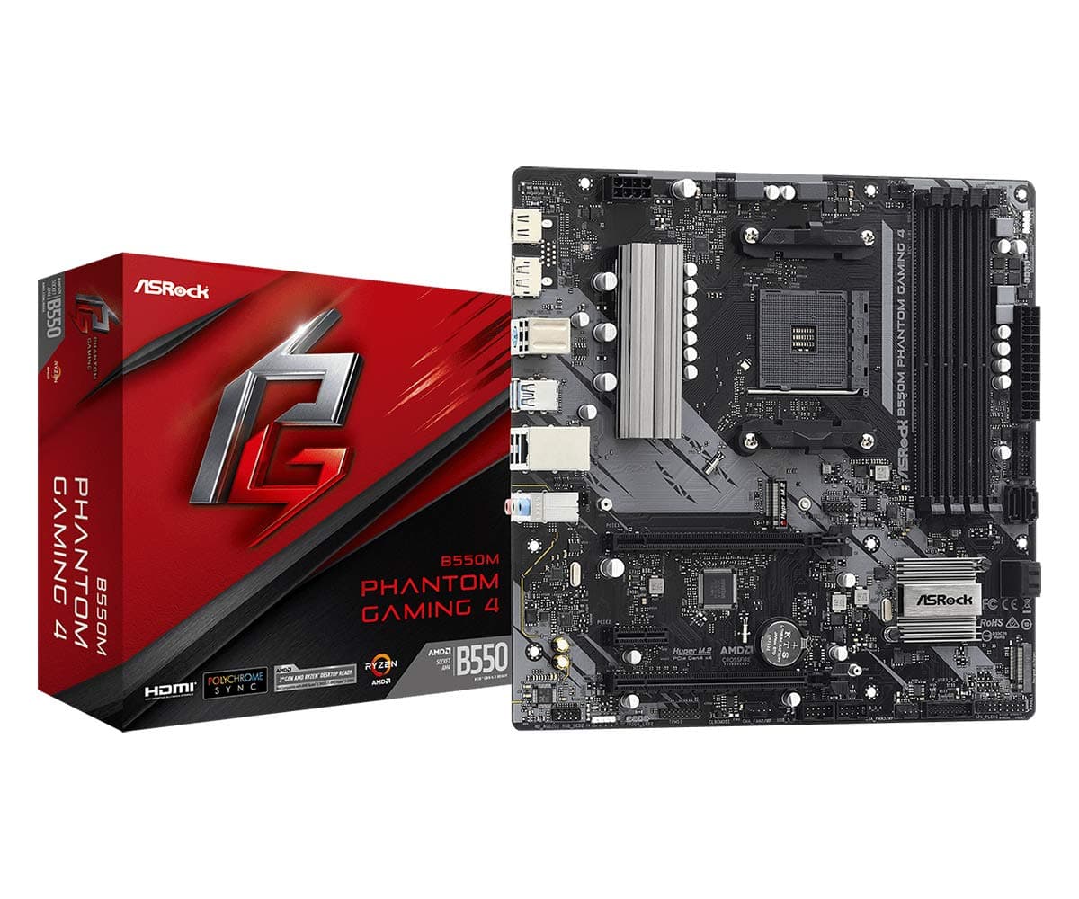 ASRock B550M Phantom Gaming 4 AM4 MATX SND + GLN + U3.2 + M2 SATA 6GB/S DDR4, 90-MXBE90-A0UAYZ Bild 2