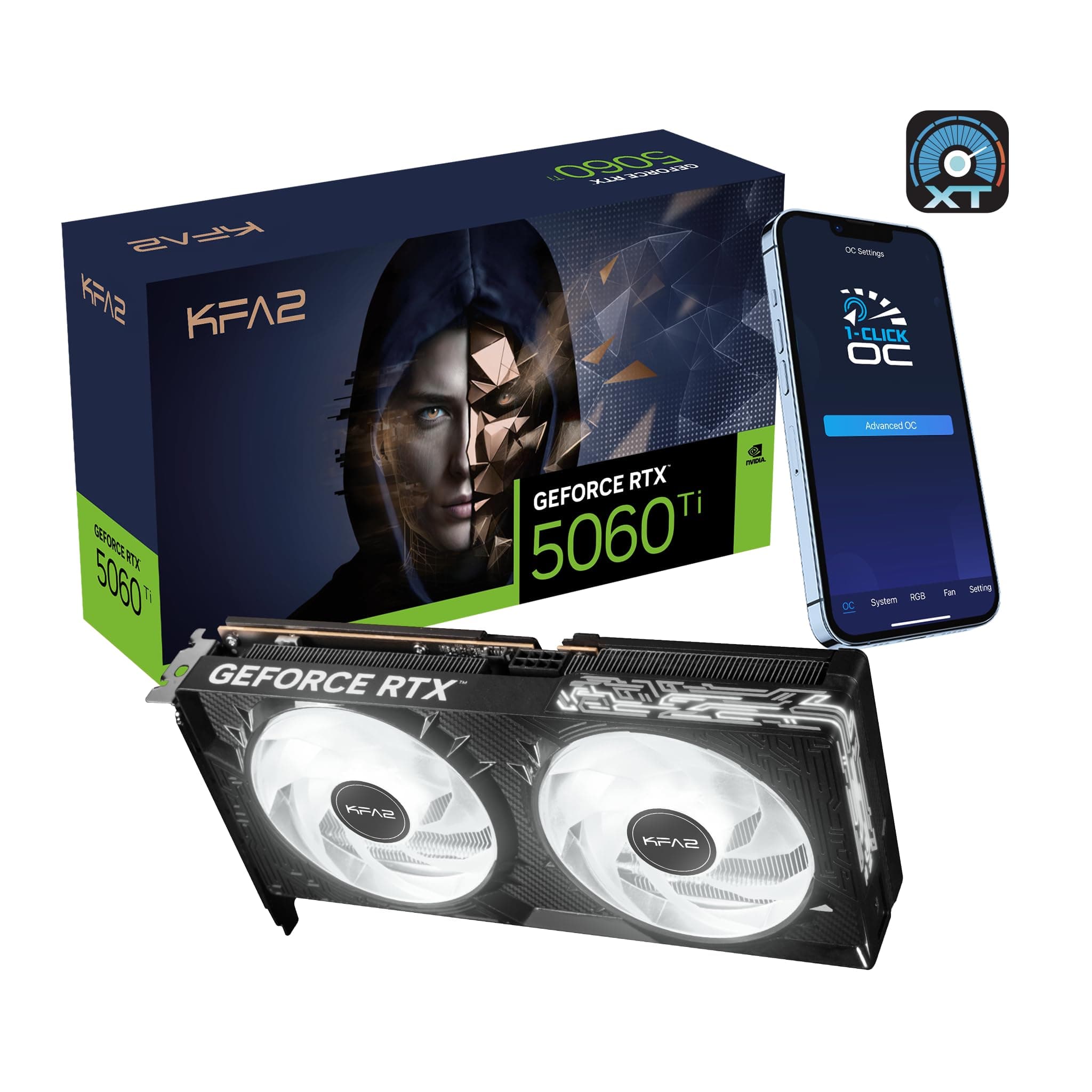 KFA2 GeForce RTX 5060 Ti 16GB 1-Click OC, Xtreme Tuner App Control, 16GB, GDDR7, 128bit, DP 2.1b*3/HDMI 2.1b/DLSS 3/Gaming Grafikkarte 16 GB 1-Click OC Serie 50 Schwarz Bild 3