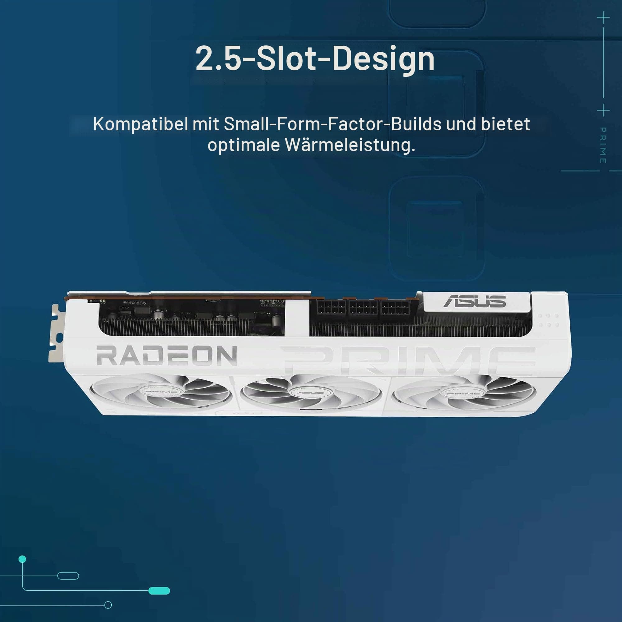 ASUS Prime Radeon RX 9070 XT White OC Edition Grafikkarte (PCIe 5.0, HDMI/DP 2.1, 2.5-Slot Design, Axial-Tech-Lüfter, Dual-Kugellager, Dual BIOS, ASUS GPU Guard) Bild 3