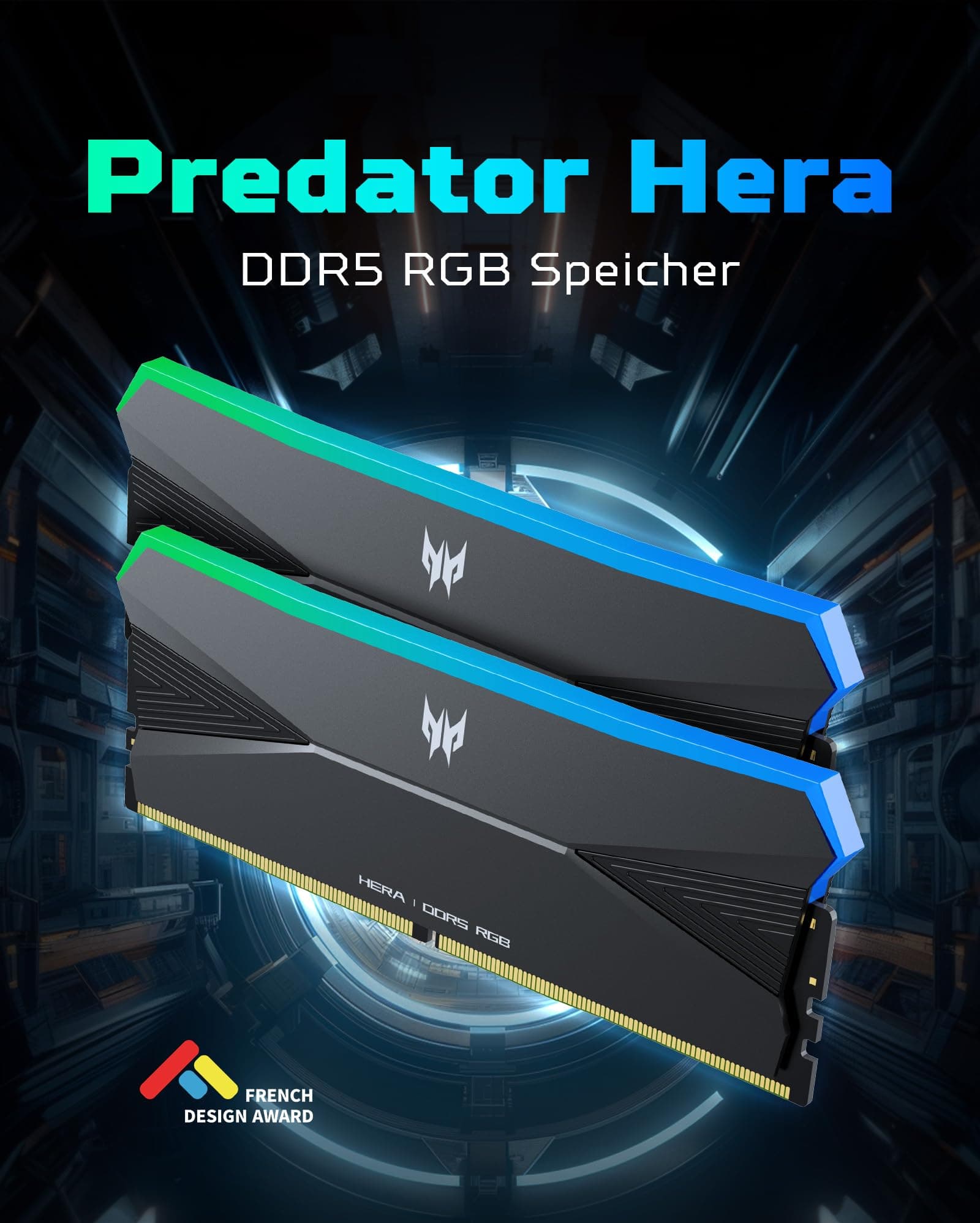 Acer Predator Hera DDR5 RGB RAM 32GB (16GBx2) bis zu 6400MHz CL32 - Unterstützt Intel XMP 3.0 & AMD EXPO - PC Computer Gaming Arbeitsspeicher - Schwarz 32GB (16GBx2) 6400MHz CL32 Schwarz Bild 3