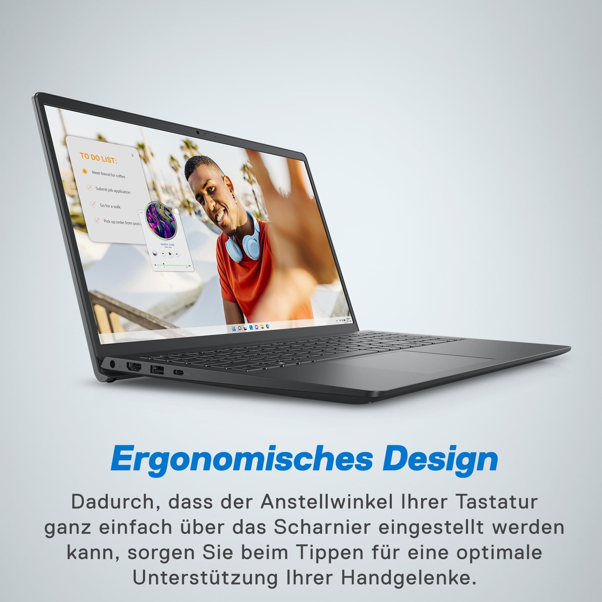 Dell Inspiron 15 3535 Laptop 15.6 Inch FHD 120Hz, AMD Ryzen 5 7520U, 8GB RAM LPDDR5, 512GB SSD, AMD Radeon Graphics, Intel Wi-Fi 6, Windows 11 Home, German QWERTY Black Ryzen 5 7520U 8 GB 512GB Bild 4