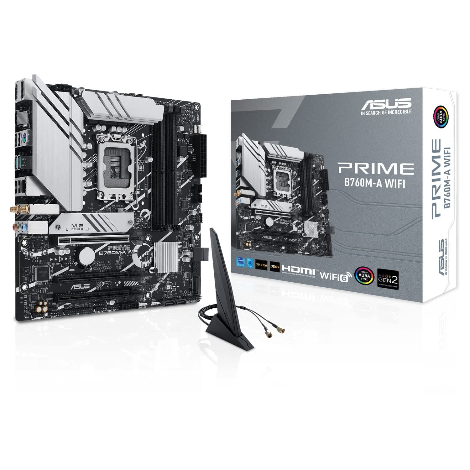 ASUS Prime B760M-A WiFi Mainboard Sockel Intel LGA 1700 (Intel B760, mATX, DDR5 Speicher, PCIe 4.0, 2X M.2, WiFi 6, Aura Sync) Bild 2