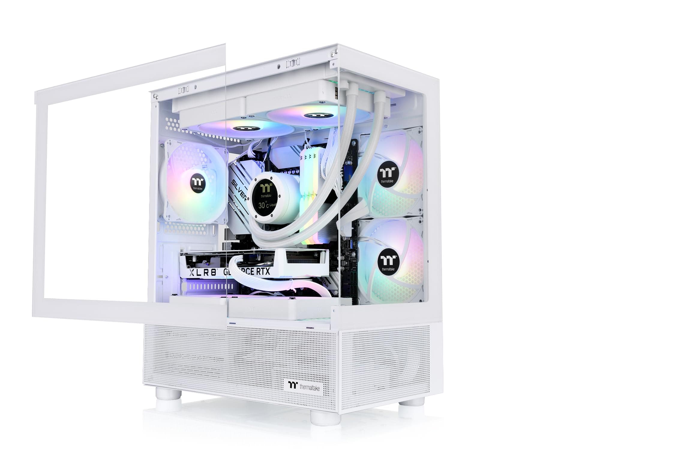 Thermaltake View 170 TG ARGB Snow | Micro ATX PC-Gehäuse | Tempered Glass Panorama | Mini ITX und Micro ATX Support | 2X 120 mm Lüfter | Radiator bis 280 mm | GPU bis 340 mm | USB 3.0 und HD Audio View 170 Snow Bild 6
