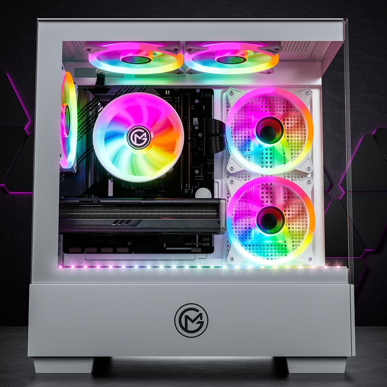 GameMachines Evolv Snow Edition - Gaming PC - AMD Ryzen 7 5700X - AMD Radeon RX 9060 XT 16GB - 1TB SSD - 32GB DDR4 - W-LAN - Win 11 Pro AMD RX 9060 XT 16GB + 32GB RAM Weiß Bild 2