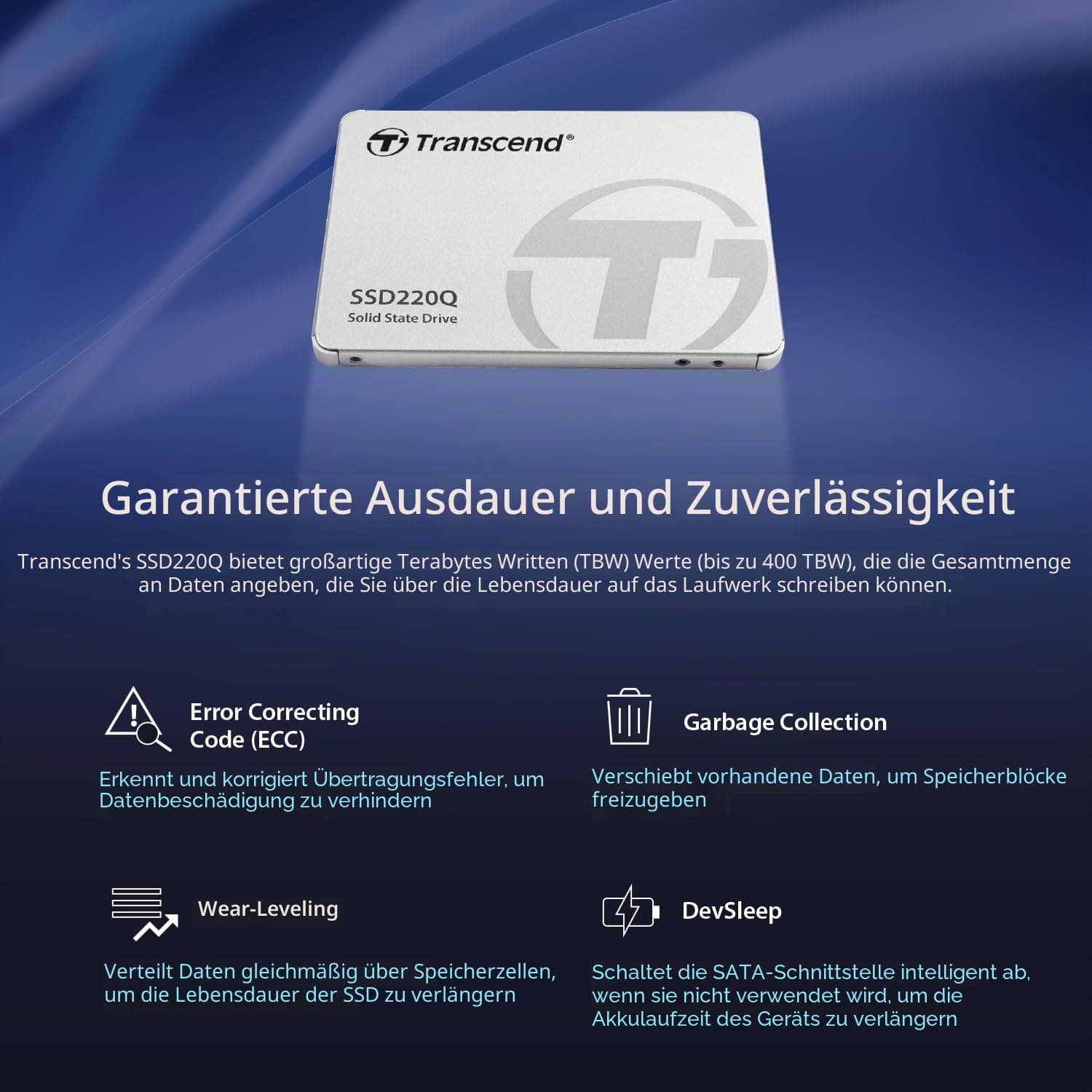 Transcend 1TB SSD220Q 2,5 Zoll SATA III 6Gb/s interne SSD QLC NAND - TS1TSSD220Q Bild 5