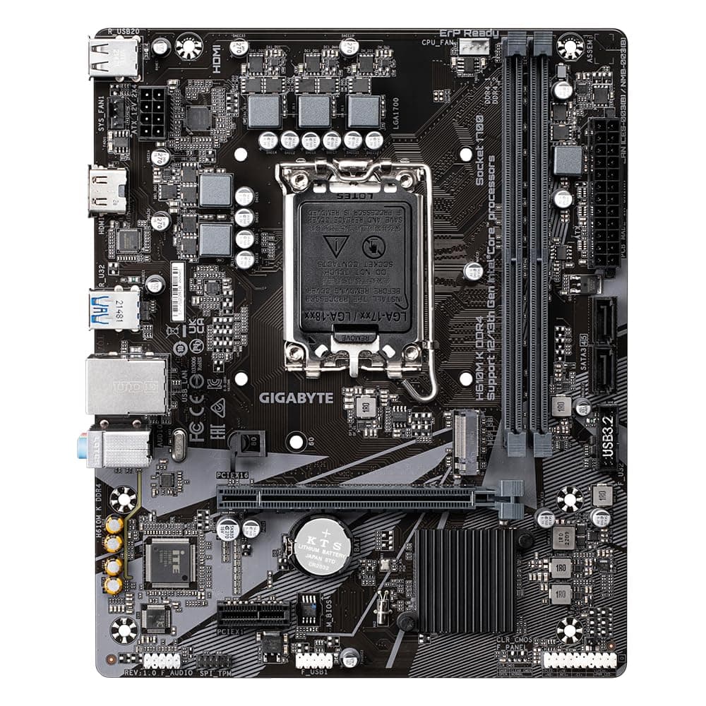 GIGABYTE H610M K DDR4 Mainboard - Unterstützt Intel Core Prozessoren 14th Gen CPUs, 3+1+1 Phases Hybrid Power Design, up to 3200MHz DDR4, 1xPCIe 3.0 M.2, GbE LAN, USB 3.2 Gen 1 Bild 3