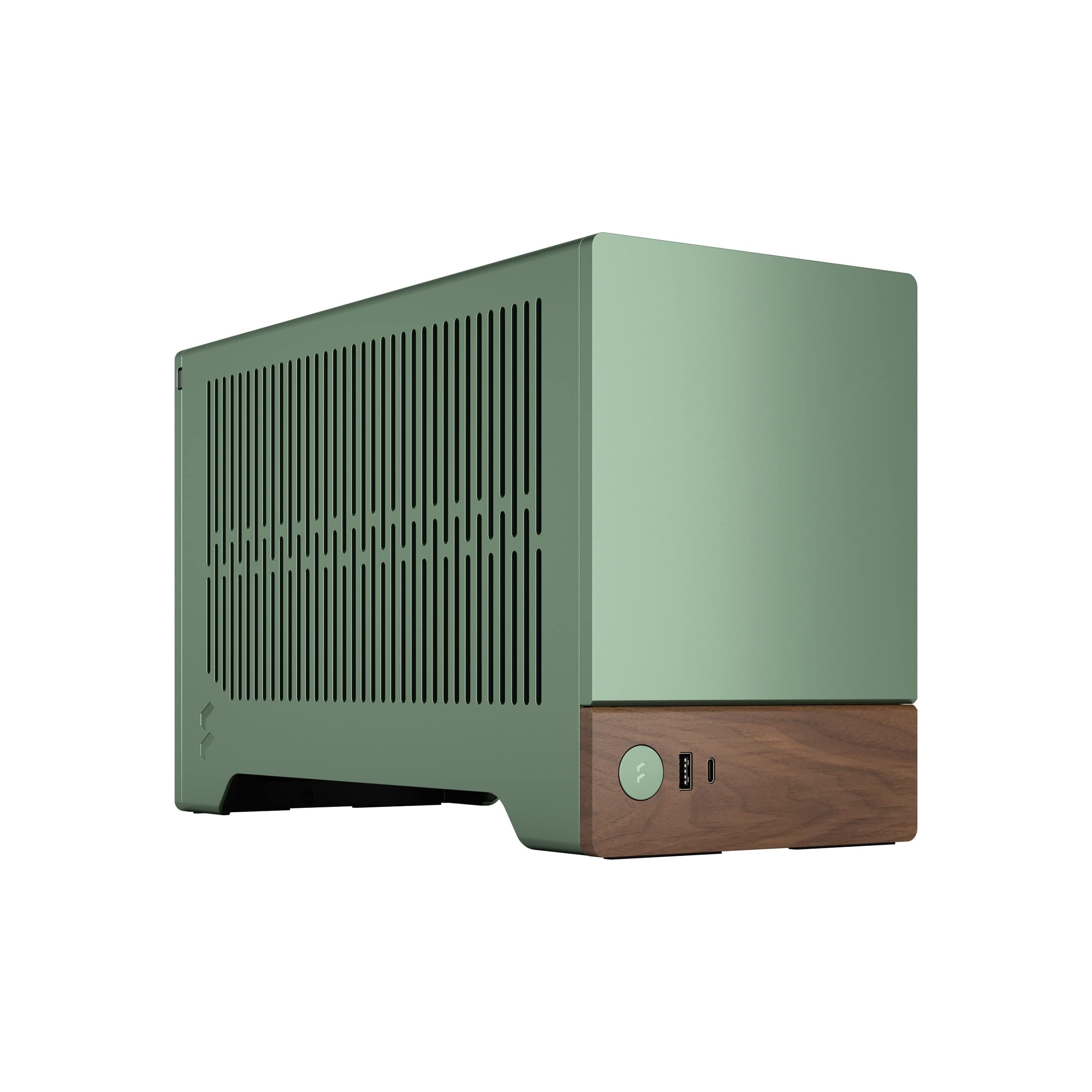 Fractal Design Terra Jade - Wood Walnut Front Panel - Small Form Factor - mITX Gaming case – PCIe 4.0 Riser Cable – USB Type-C - Anodized Aluminum Panels