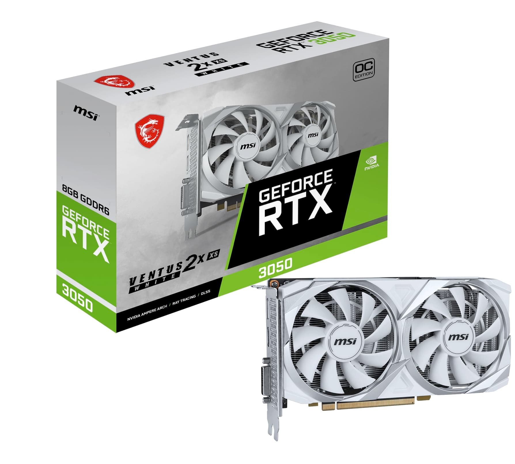 MSI GeForce RTX 3050 Ventus 2X XS White 8G OC - 8GB GDDR6 Speicher, 128-bit, 14 Gbps Bild 2