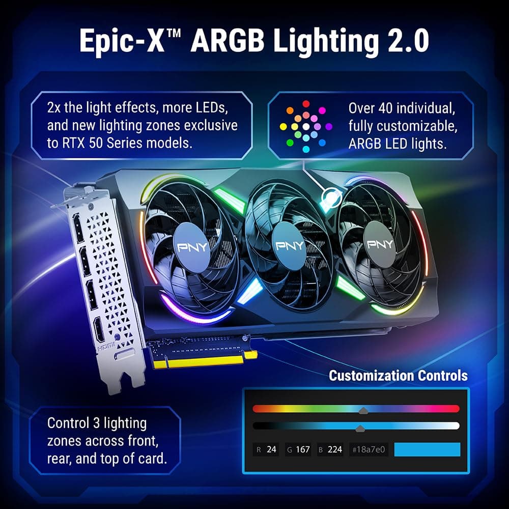 PNY GeForce RTX™ 5070 12GB ARGB OC Triple Fan Grafikkarte DLSS 4 VCG507012TFXXPB1-O 12GB Bild 5