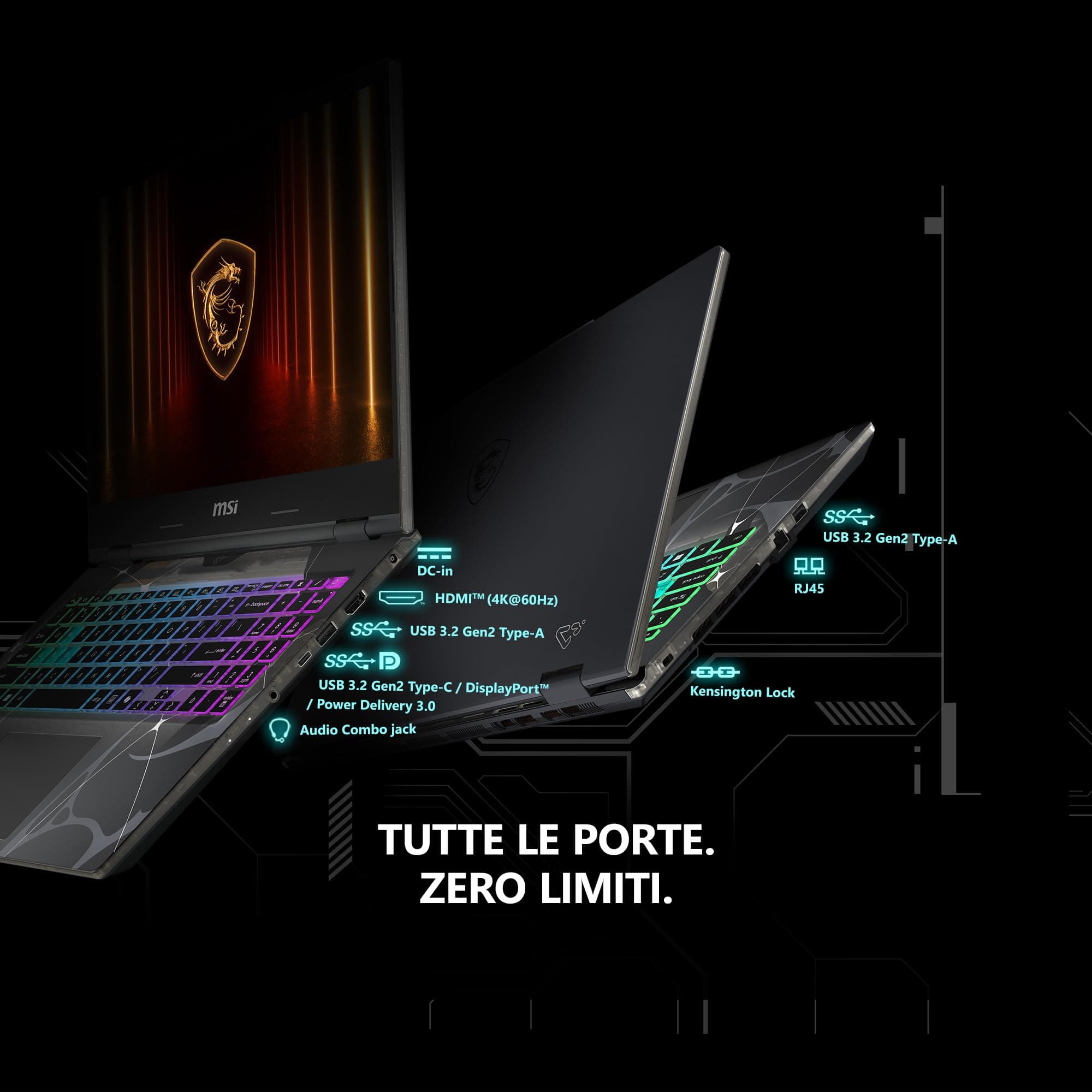 MSI Cyborg 15 B2RWFKG-077IT, Gaming Notebook 15,6 Zoll FHD 144Hz, Intel Core 7 240H, Nvidia RTX 5060 8GB GDDR7, 16GB DDR5 5600MHz, 1TB PCIe4, WiFi 6E, Win 11 Home [Layout und Garantie Italienisch] Bild 5