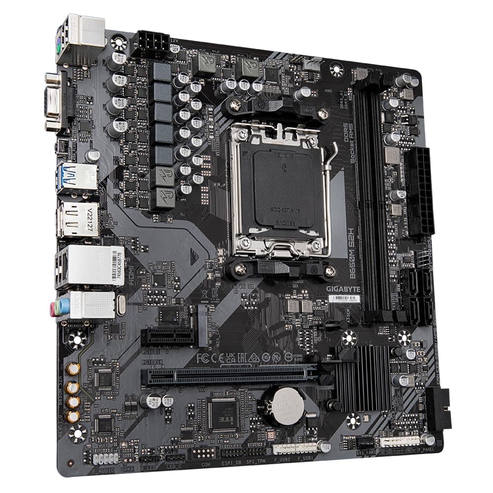 GIGABYTE B650M S2H Mainboard - AMD Ryzen 9000er-Serie, 5+2+2 Phasen VRM, bis zu 6400 MHz DDR5 (OC), 1xPCIe 4.0 M.2, GbE LAN, USB 3.2 Gen 1 Bild 4