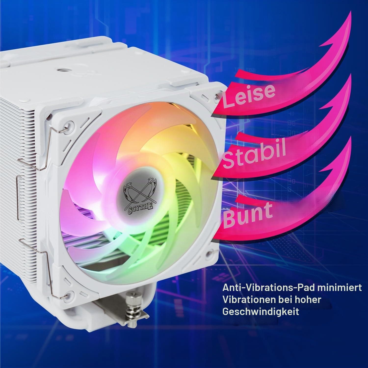 Scythe Mugen 6 CPU Air Cooler, Intel LGA1700, LGA1151, AMD AM5/AM4/Ryzen 120mm, Singel Tower, Aluminium Top Cover (Mugen 6 White ARGB) Bild 7