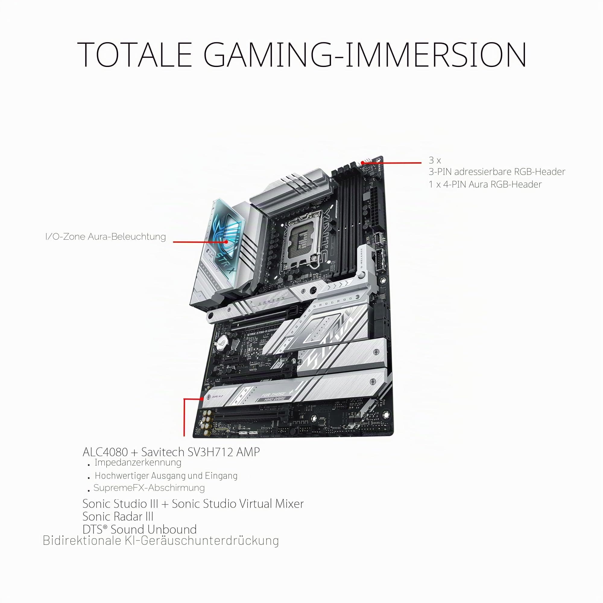 ASUS ROG Strix Z790-A Gaming WiFi D4 Mainboard Sockel Intel LGA1700 (ATX, DDR4 Speicher, 4X M.2, PCIe 5.0, WiFi 6E, AI Overclocking, Aura Sync) Bild 7